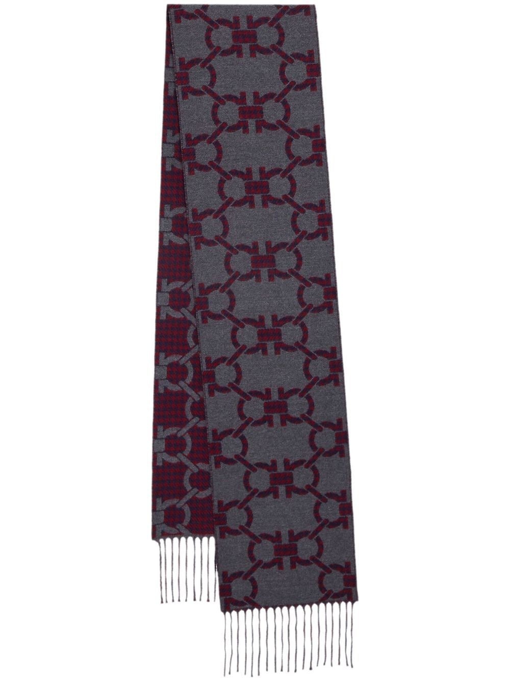 Gancini print frindged scarf - 1