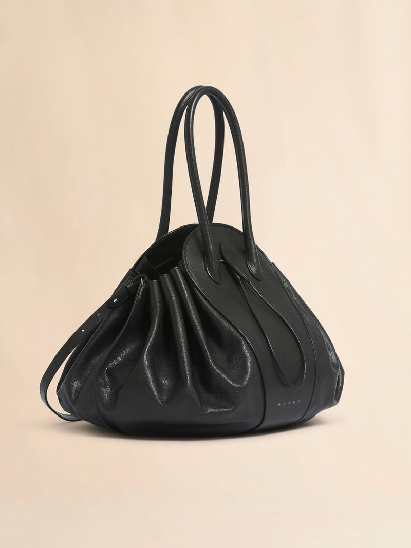 BLACK LEATHER TULIPEA LARGE HANDBAG 6