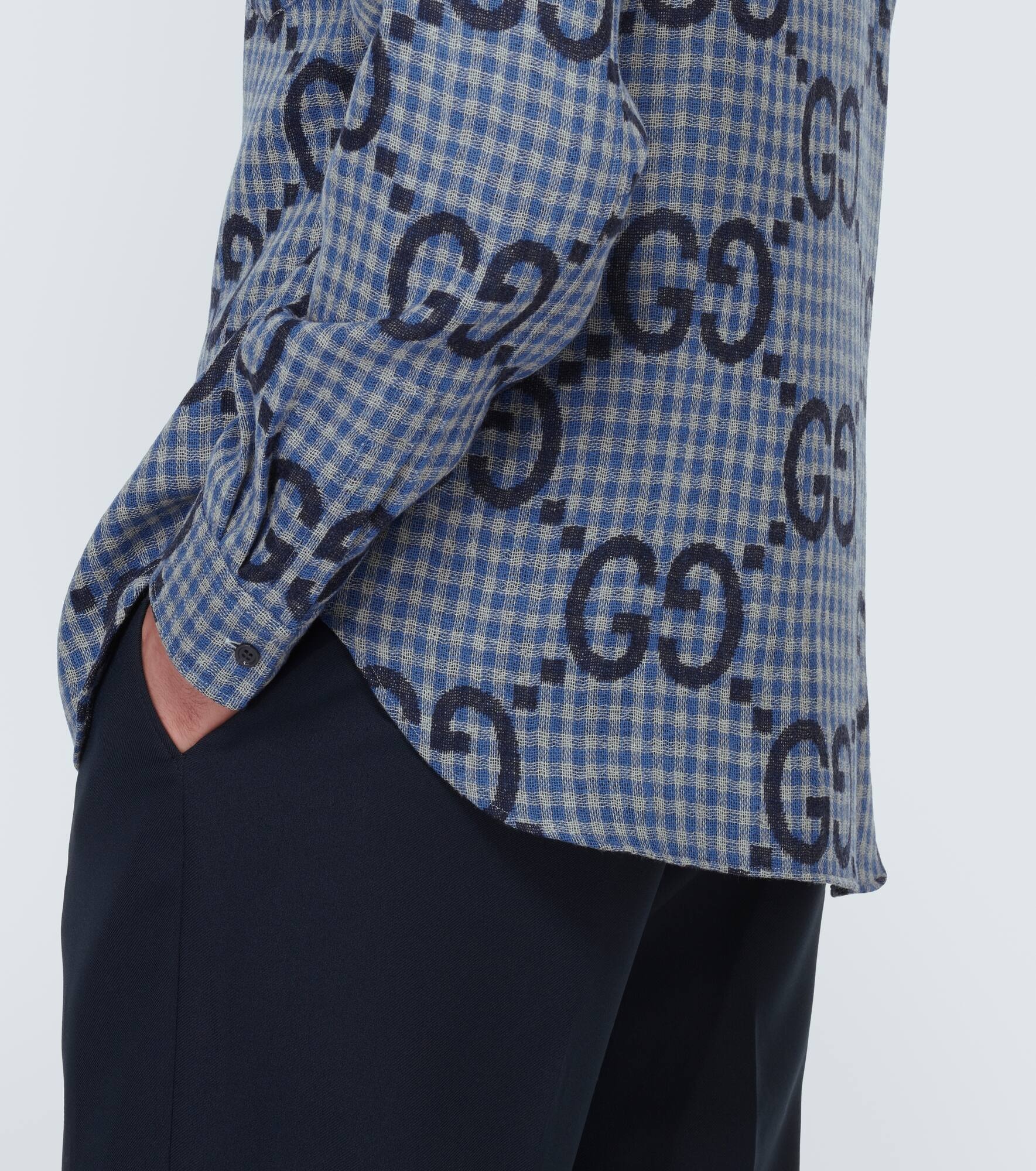 GUCCI Checked logo wool shirt | mytheresa | REVERSIBLE GUCCI Checked logo wool shirt | mytheresa | REVERSIBLE