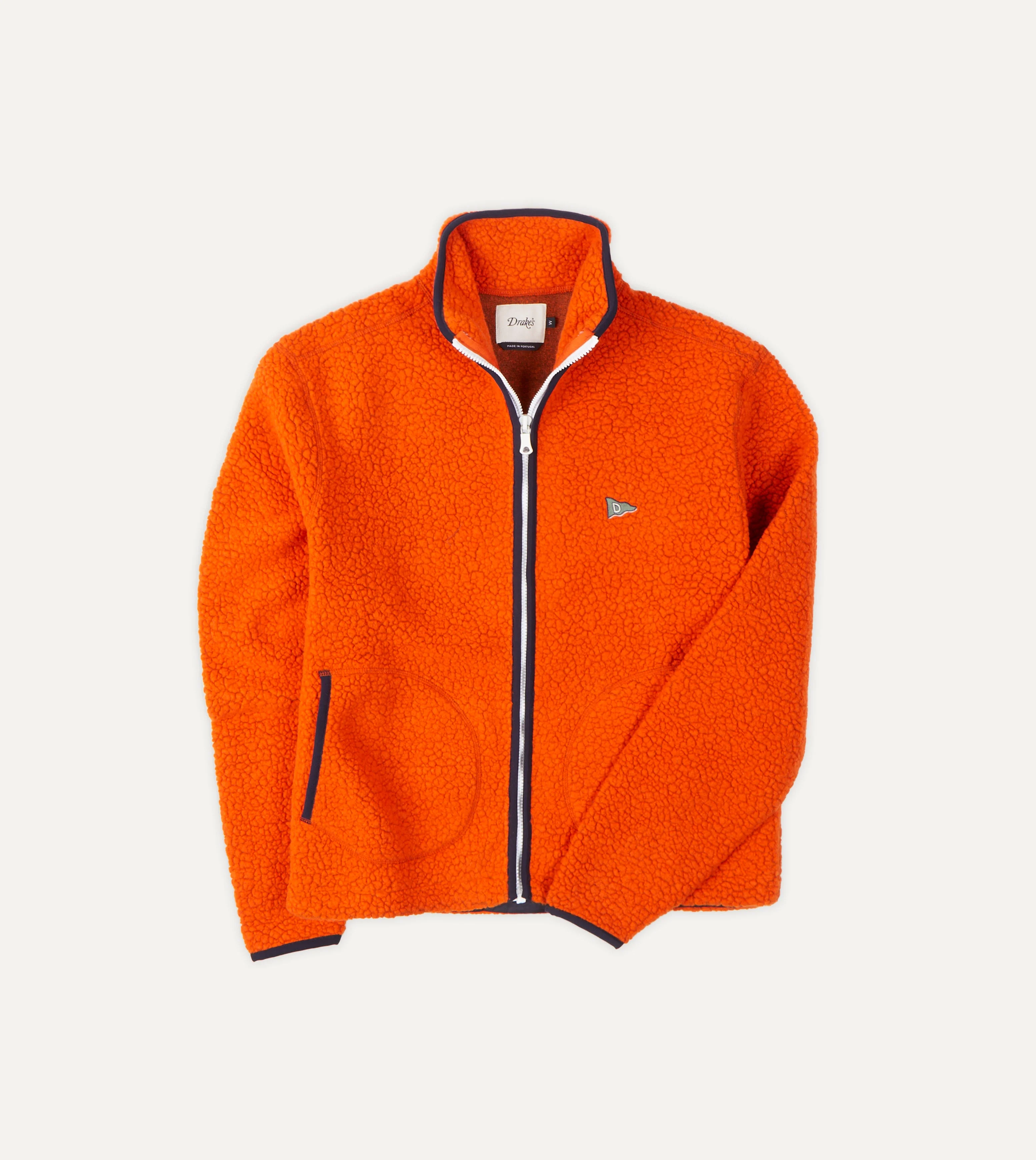 Orange Boucle Wool Zip Fleece Jacket - 1