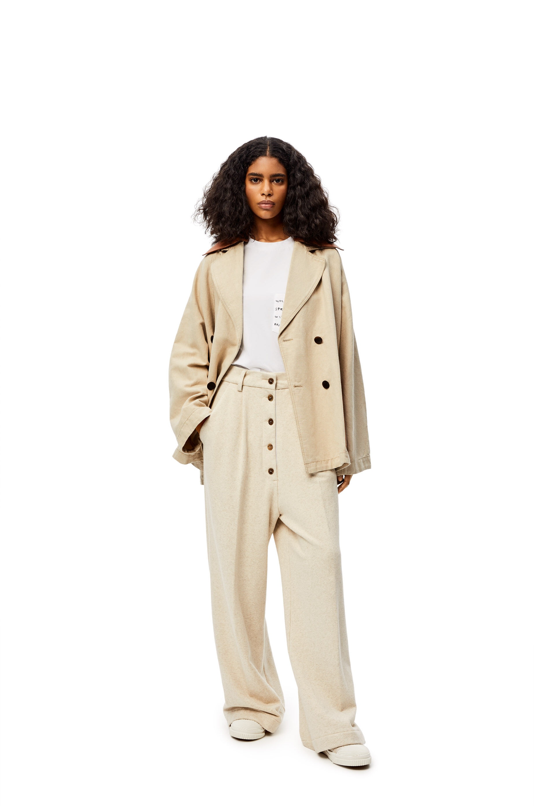 Trapeze peacoat in cotton and linen - 2