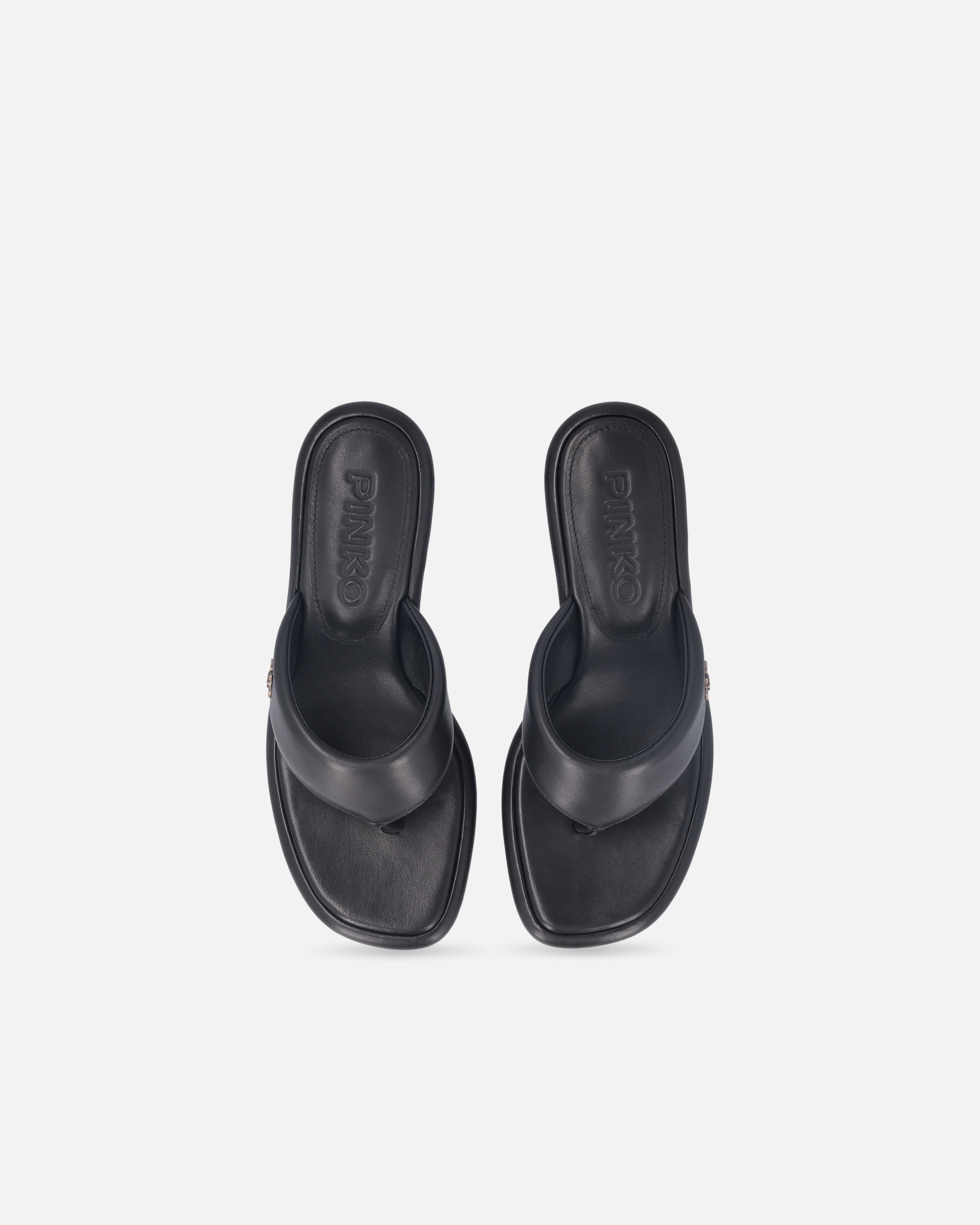 NAPPA LEATHER THONG SANDALS WITH HEEL - 9
