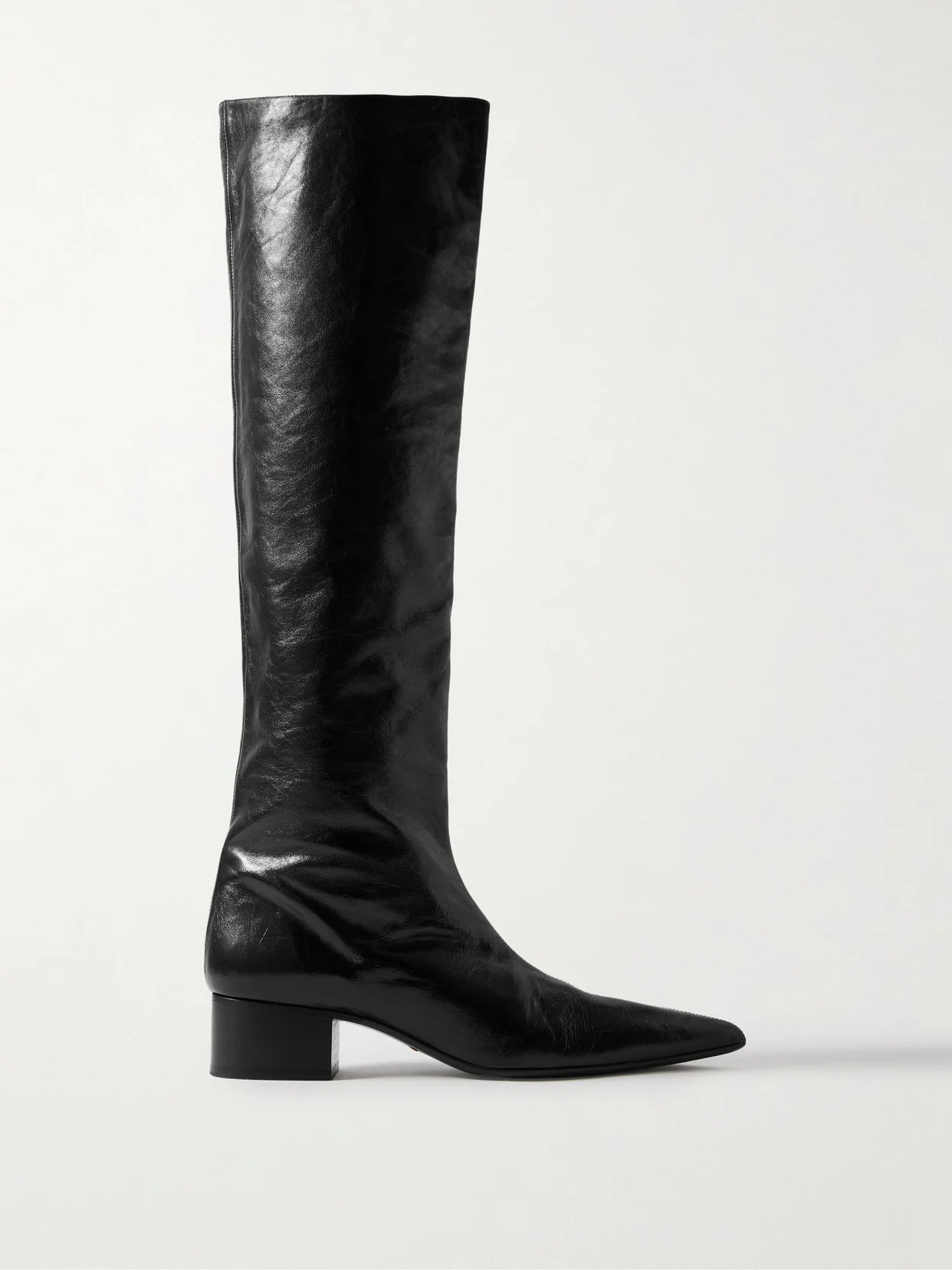 Andee Crinkled-leather Knee Boots - 1