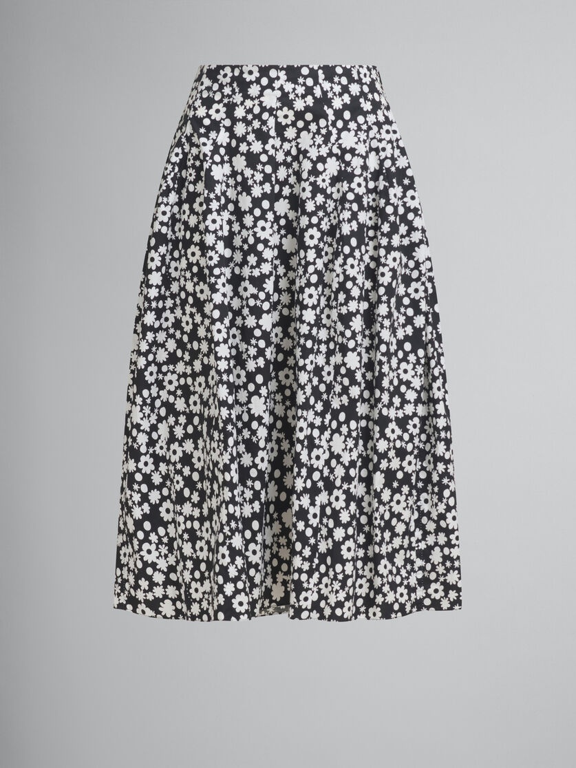 POPLIN MIDI SKIRT WITH BALCK AND WHITE POP FIELDS MOTIF - 1