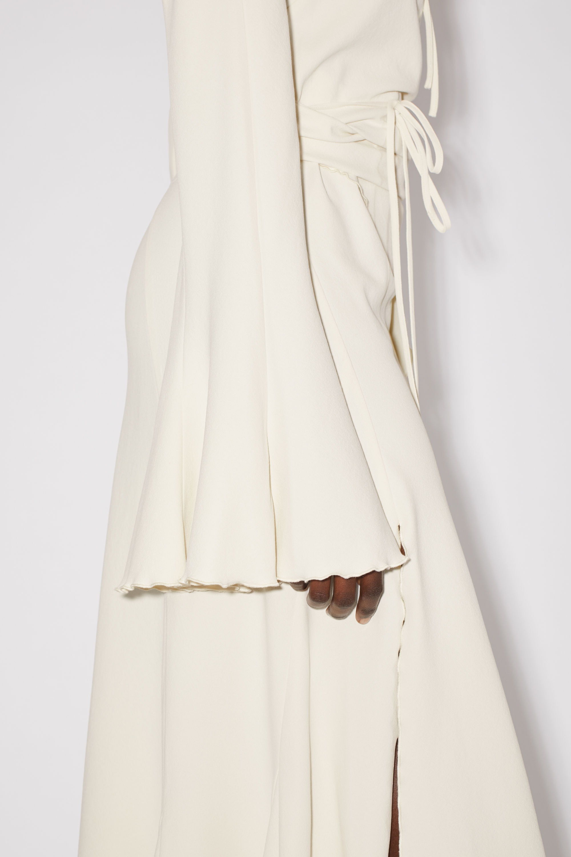 Tie-up wrap dress - Dusty white - 5