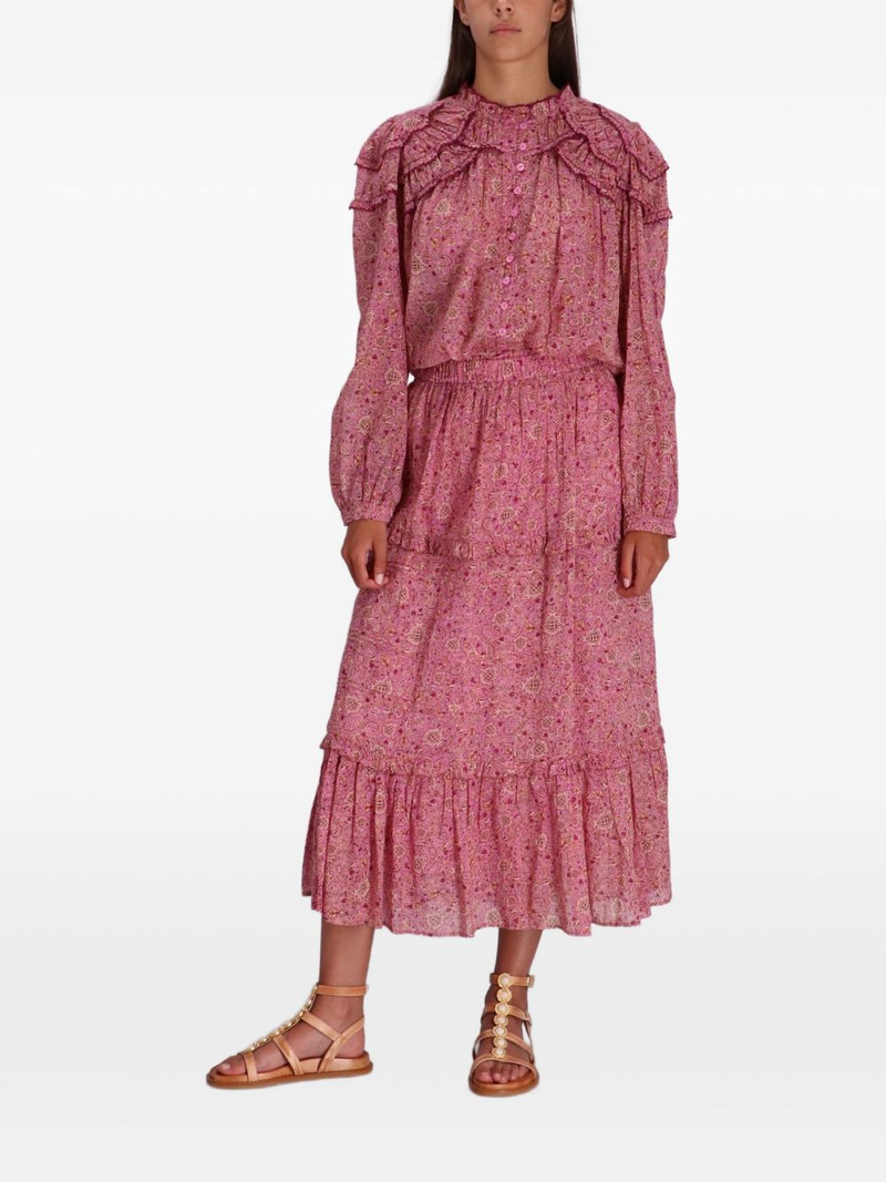 ruffled print long skirt 1