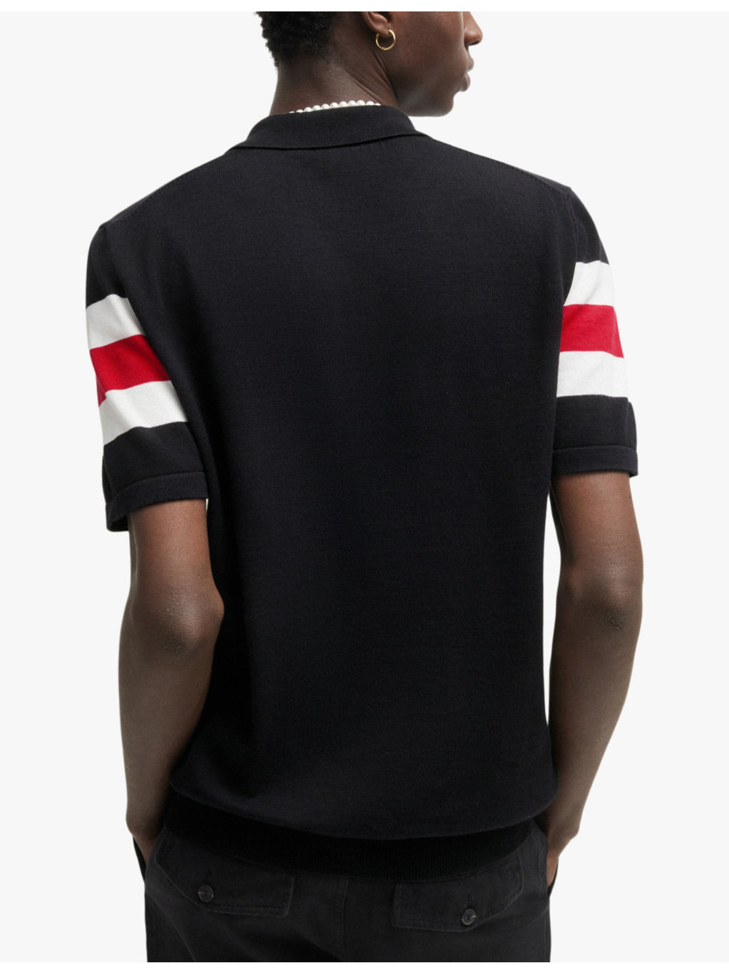Button-neck short-sleeve stripe cotton polo - 4