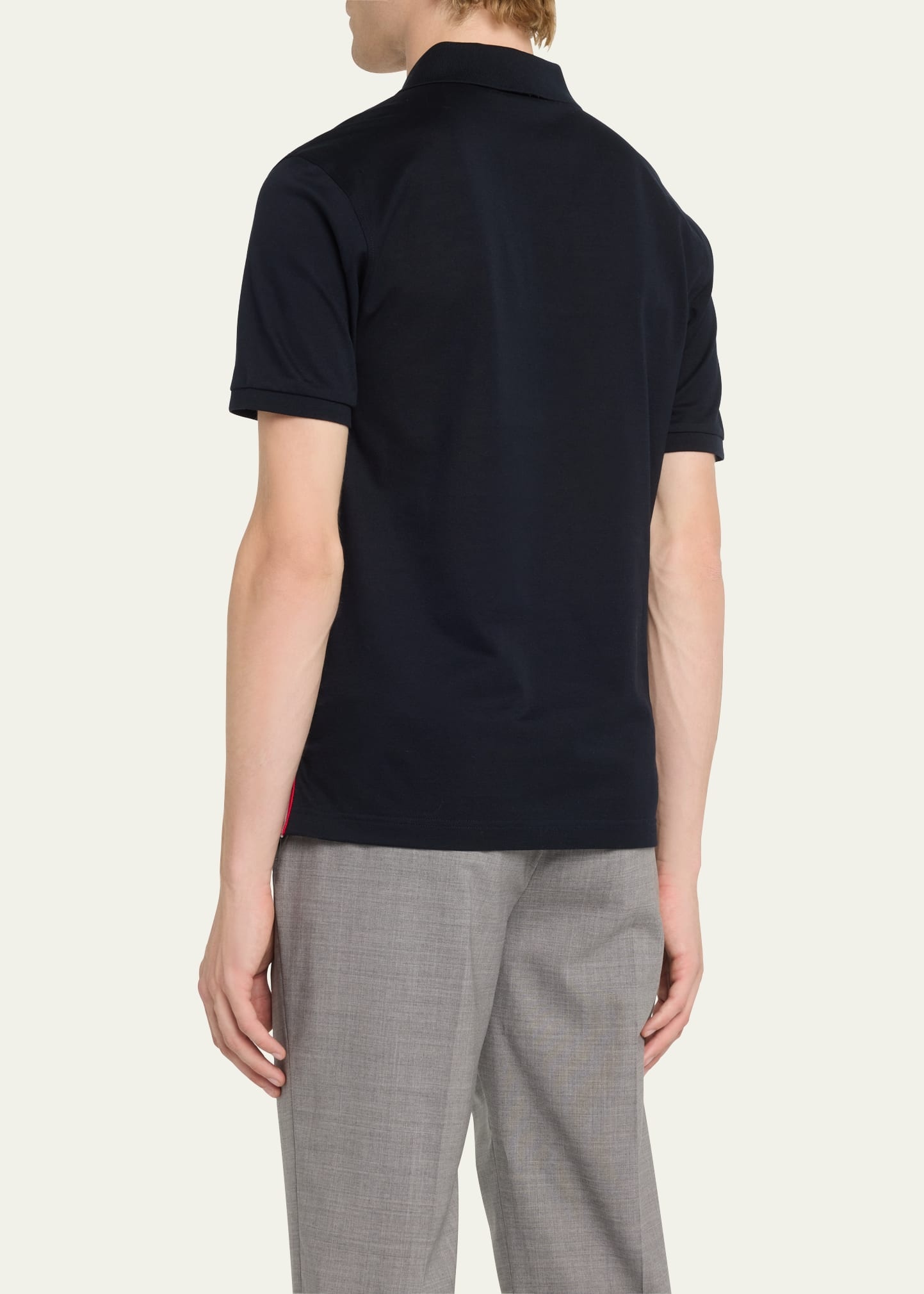 Heather Polo Shirt with Striped Pocket - 4