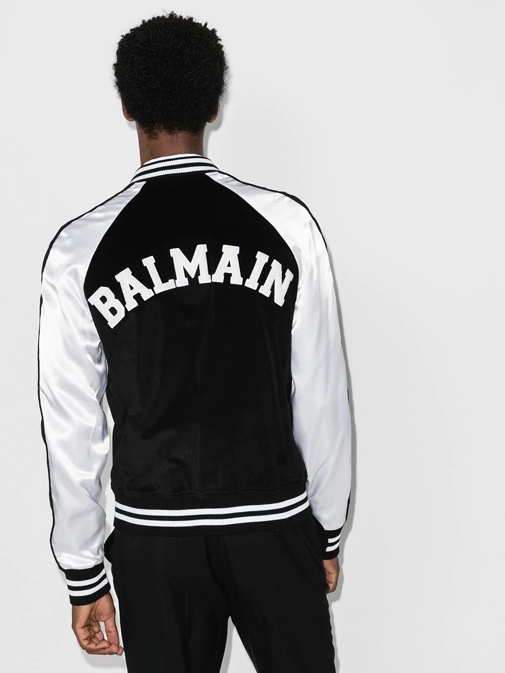 logo-appliqued bomber jacket - 3