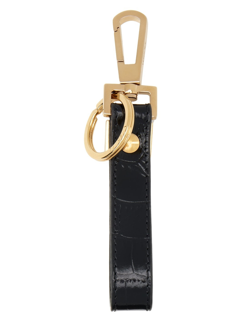 VERSACE Black Embossing Croco Keychain outlook