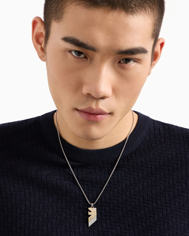 EMPORIO ARMANI TWO-TONE STAINLESS STEEL PENDANT NECKLACE outlook