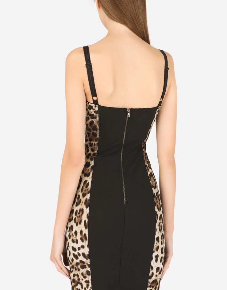 Marquisette calf-length dress with leopard print - 5
