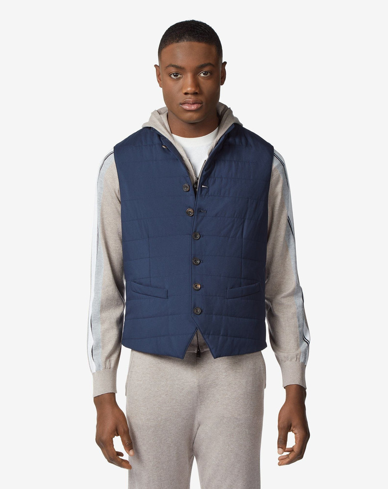 CORNELIANI Dark blue padded water-repellent vest outlook