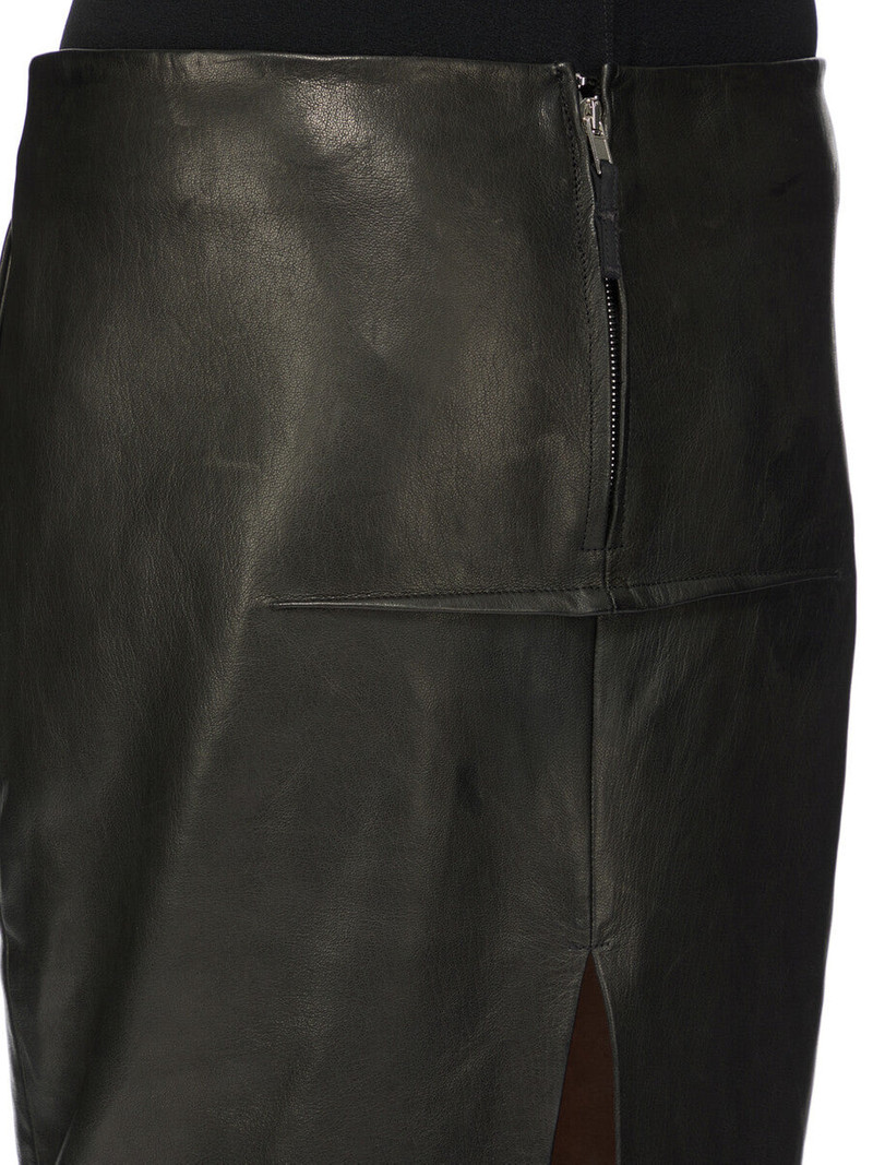 Black Concordians Sliced Leather Maxi Skirt 5