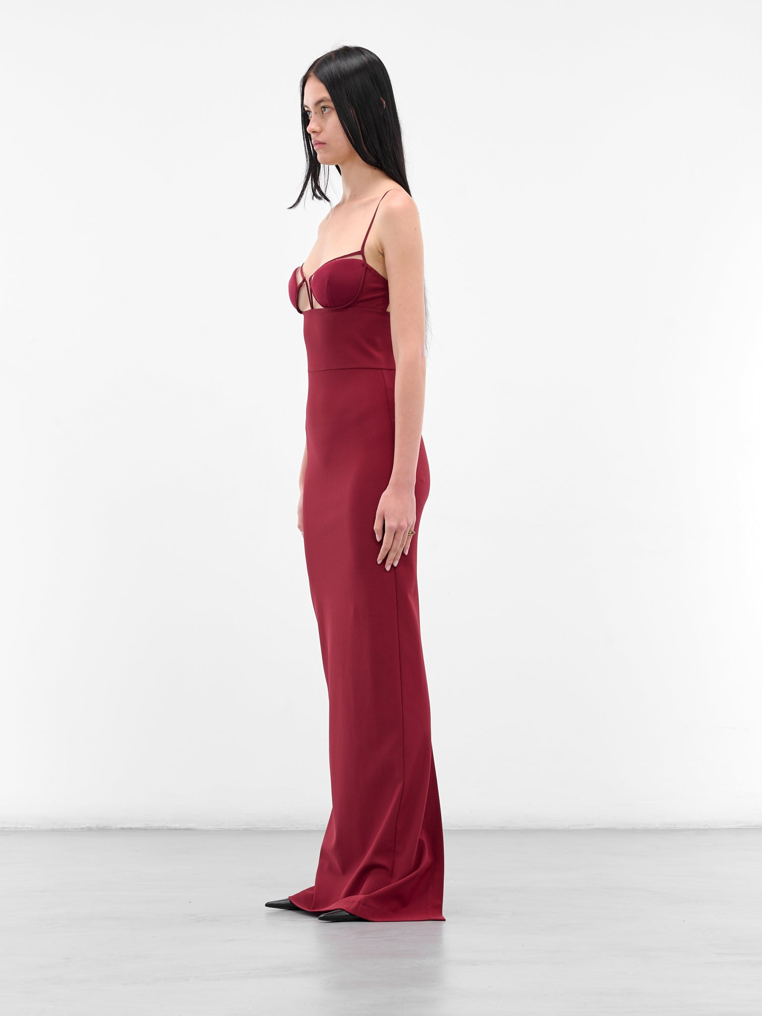 Red V-Wire Bra Maxi Dress - 2
