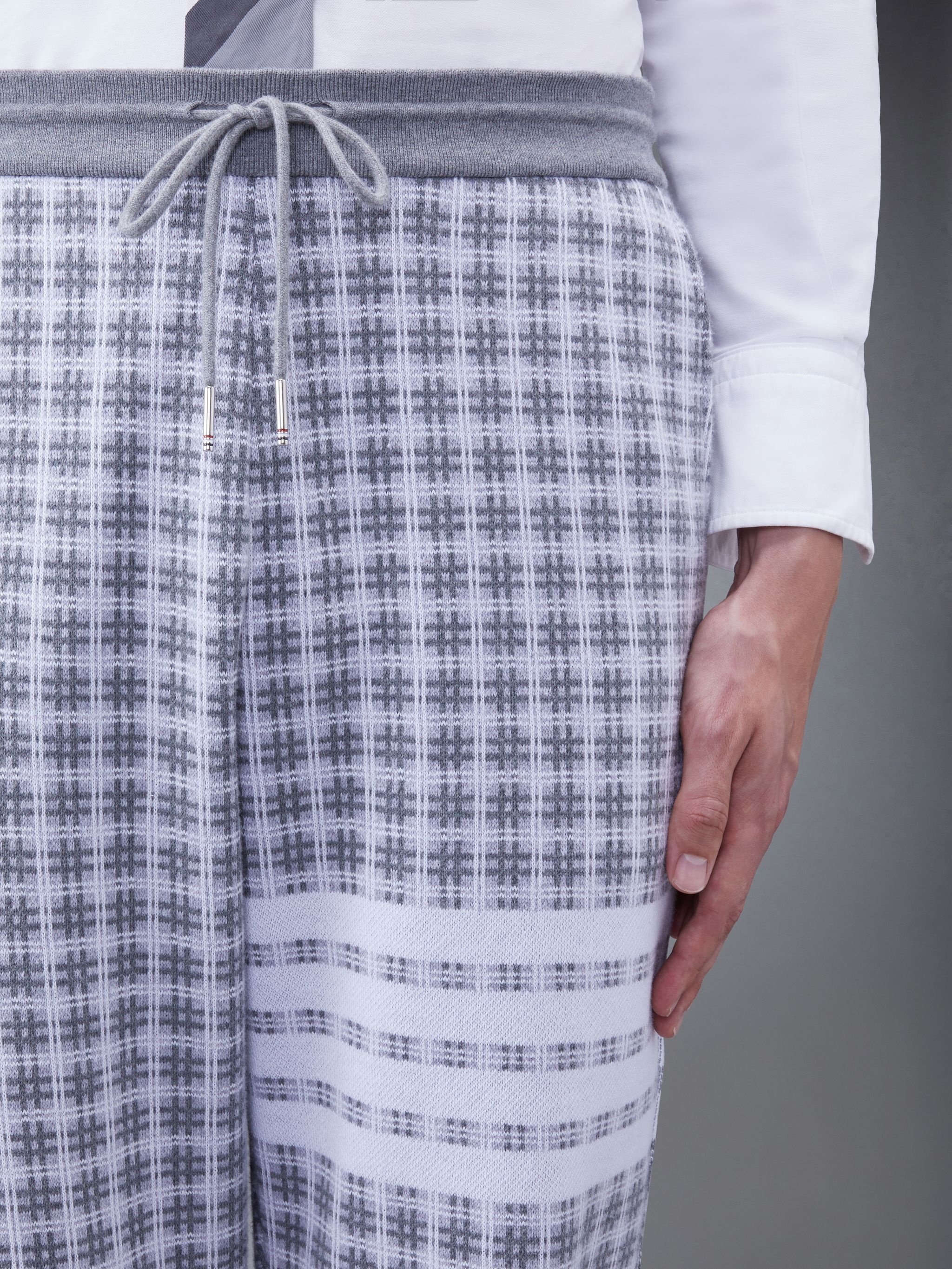 checked jacquard track pants - 6