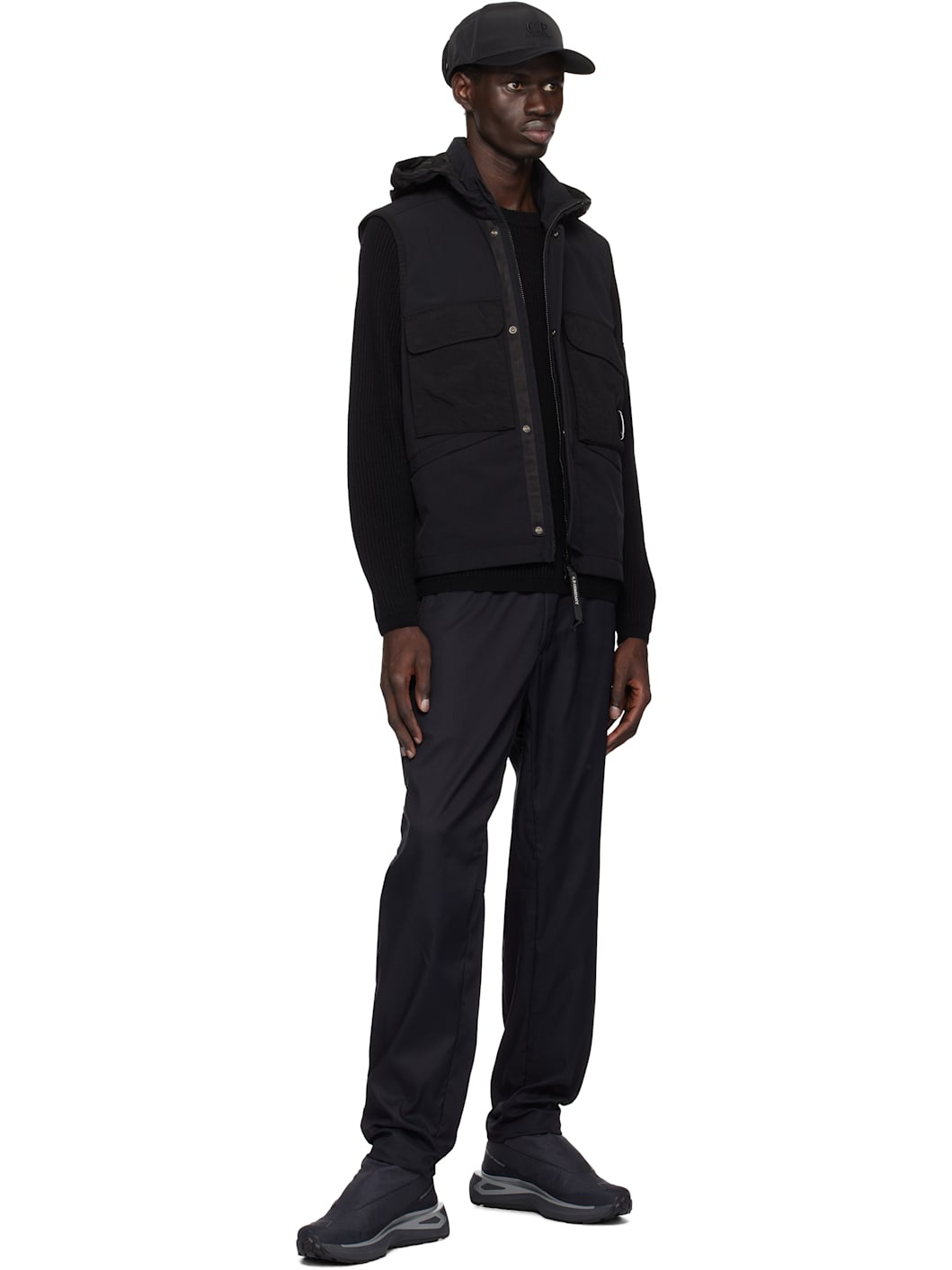 Black Technical Panama Regular Cargo Pants - 4