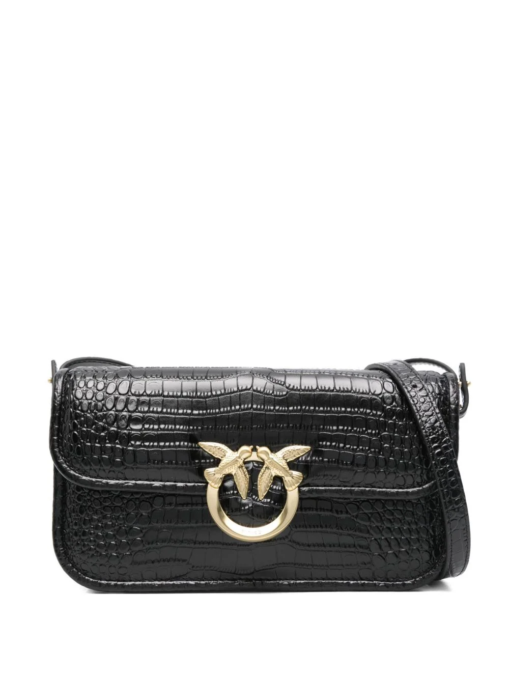crocodile-embossed leather cross body bag - 1