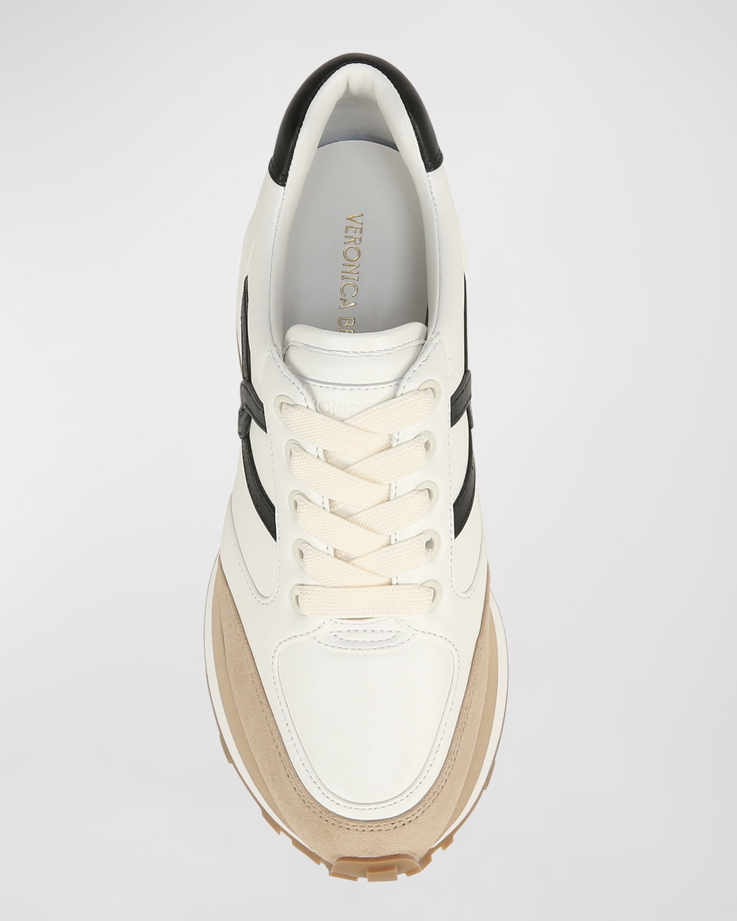 Valentina Mixed Leather Retro Sneakers - 4