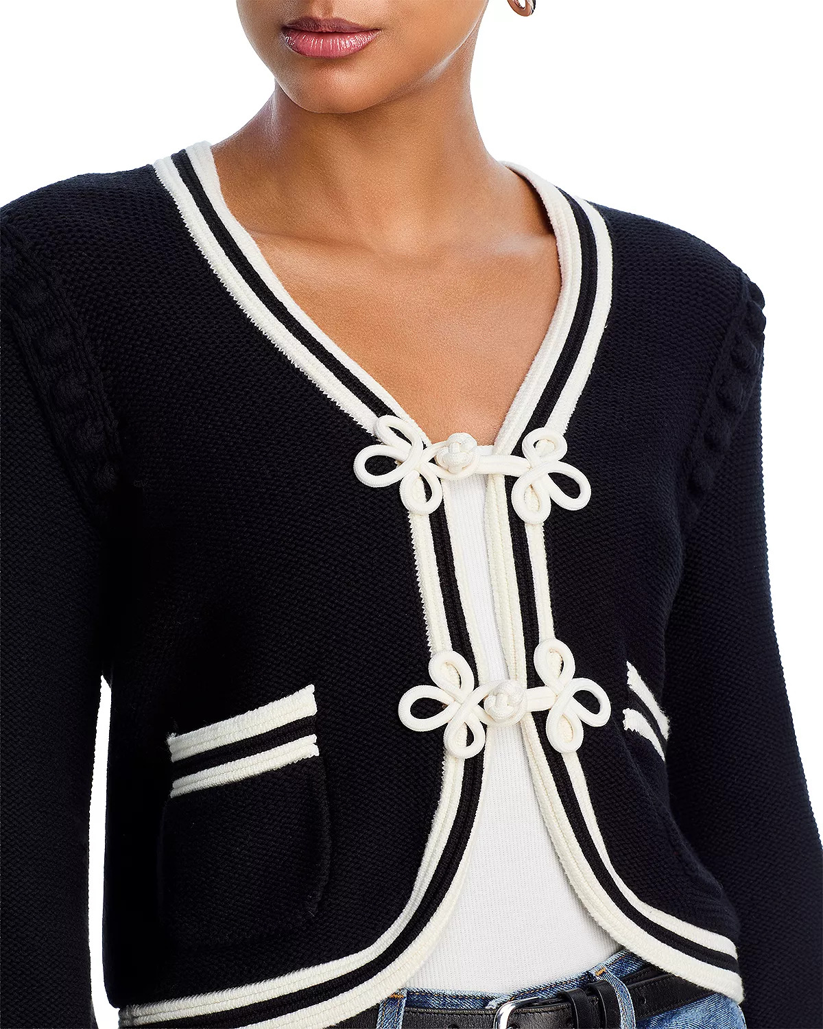 Kaito Contrast Trim Crop Cardigan - 4