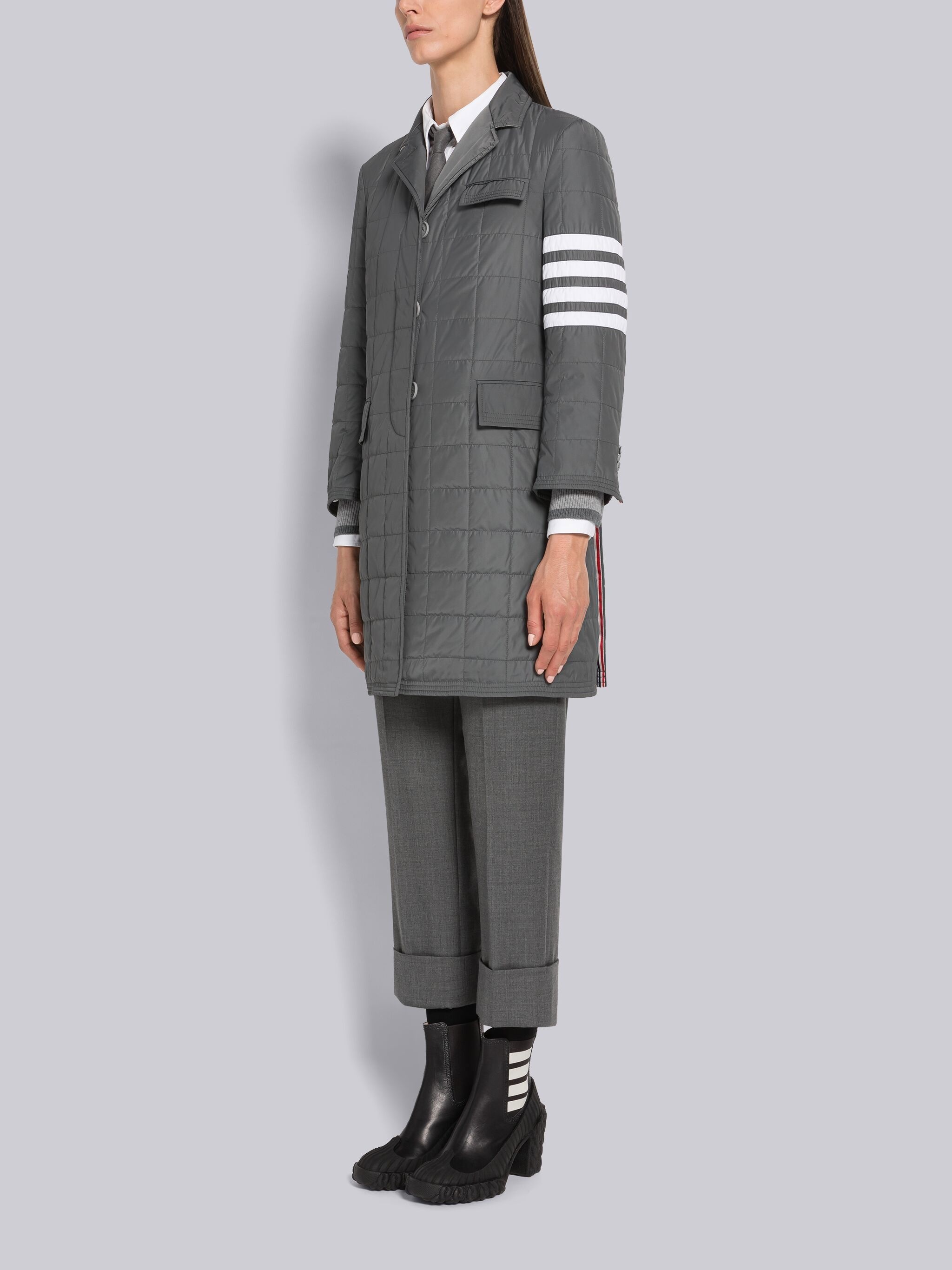 Poly Twill Quilted Tech Down 4-Bar Chesterfield Coat - 2