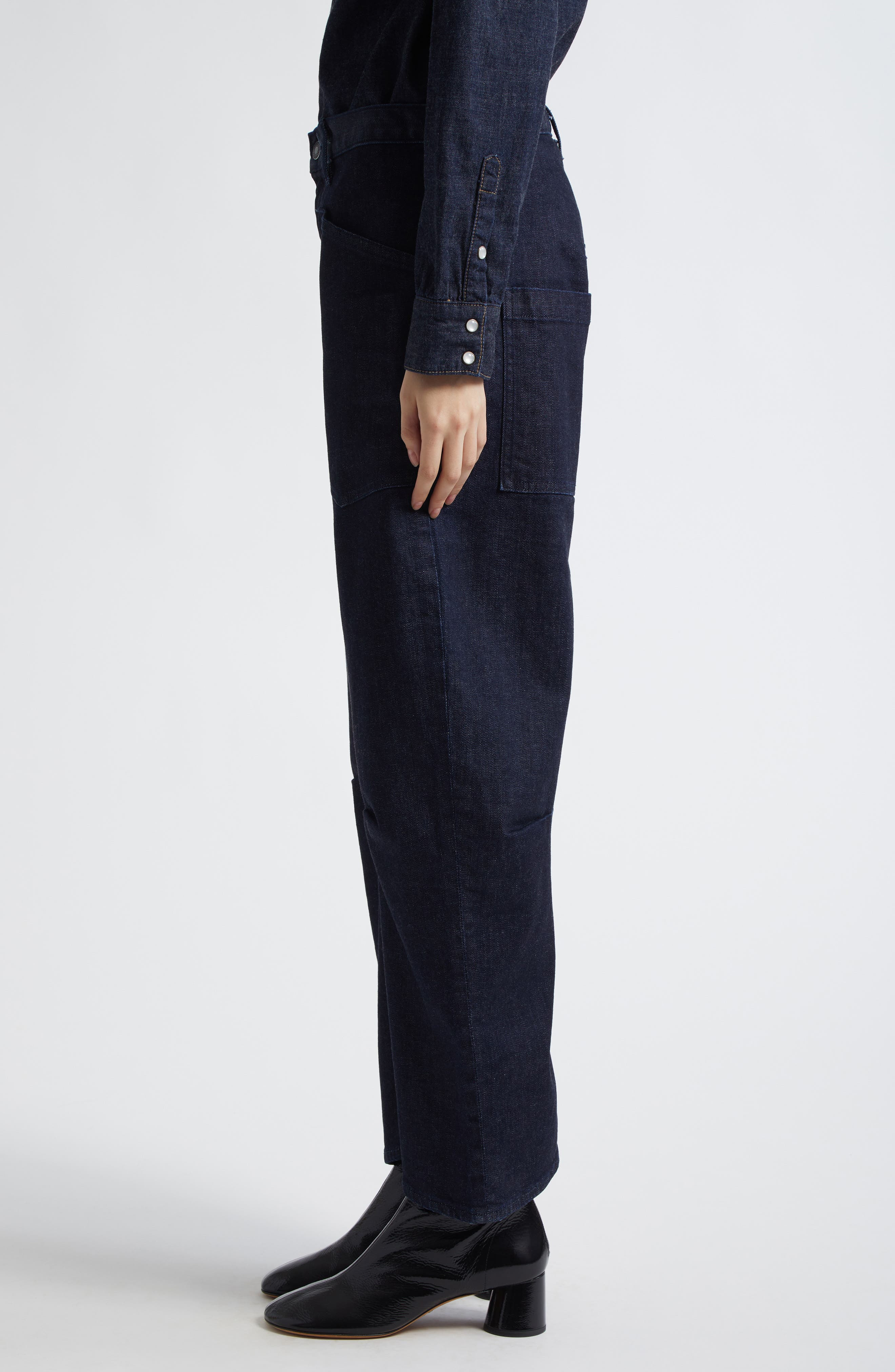 Nili Lotan Shon Barrel Jeans in Indigo Rinse at Nordstrom - 4