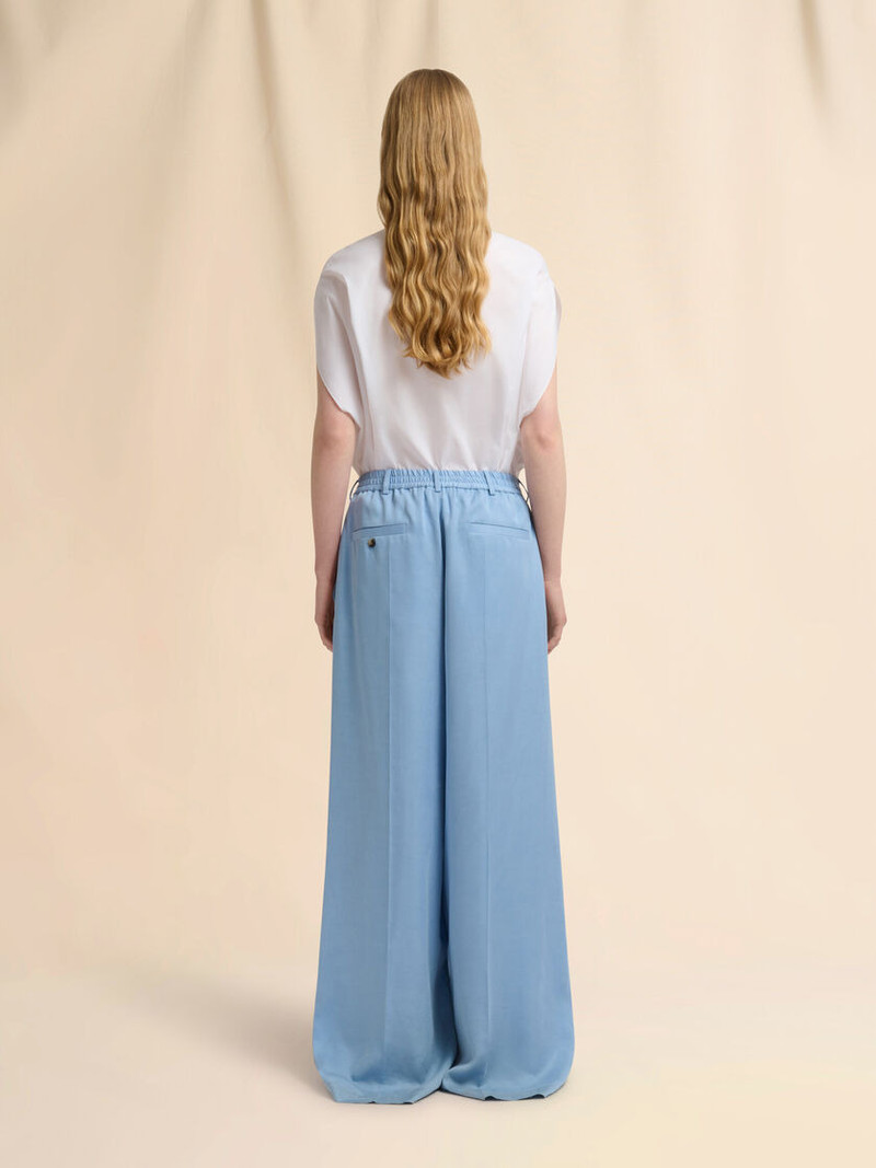 LIGHT BLUE SATIN WIDE-LEG TROUSERS 3