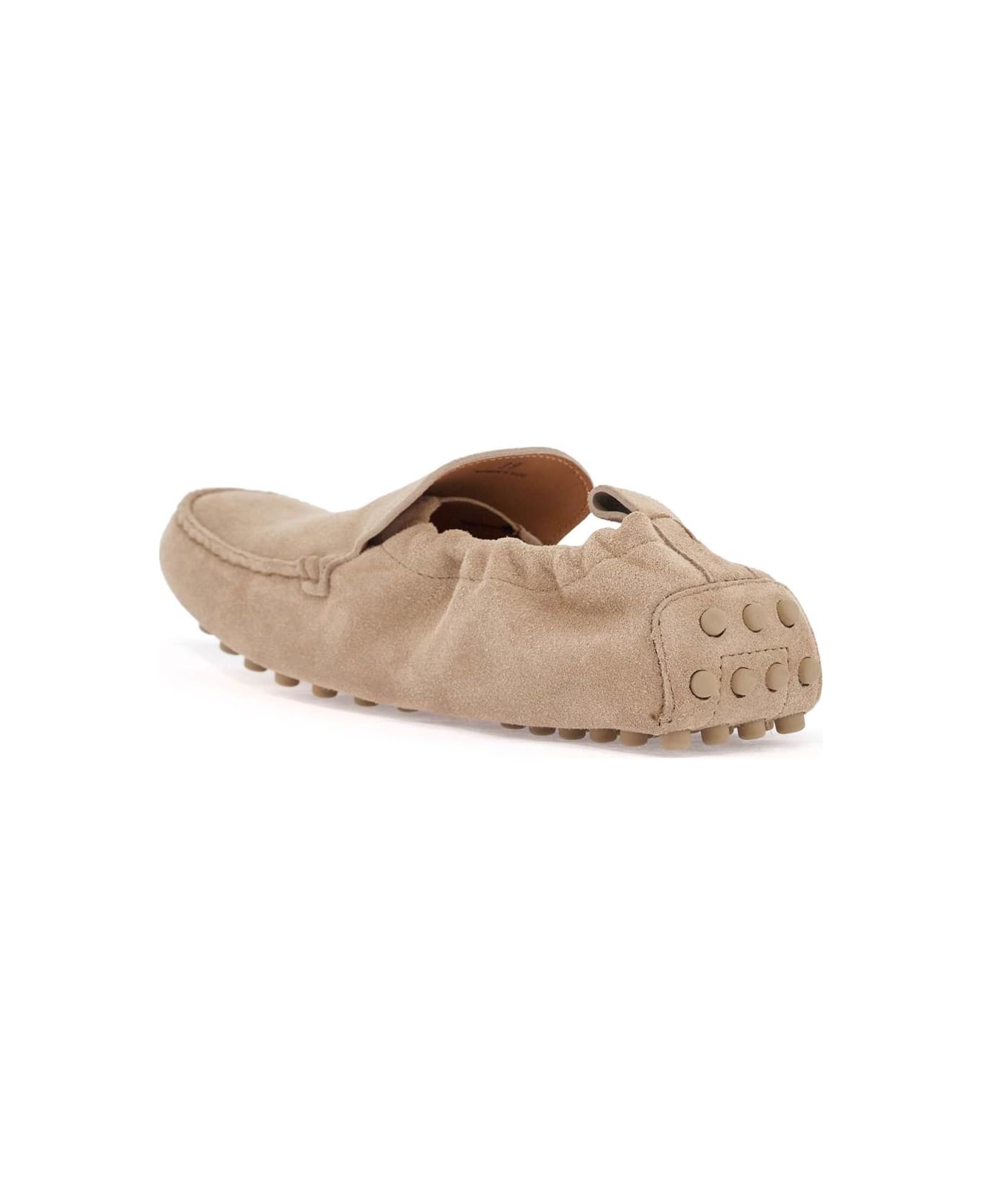 Gathered Leather Slippers In Cord Color - 3