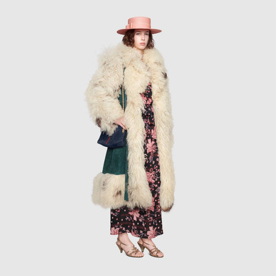 GUCCI Suede coat with shearling trim outlook