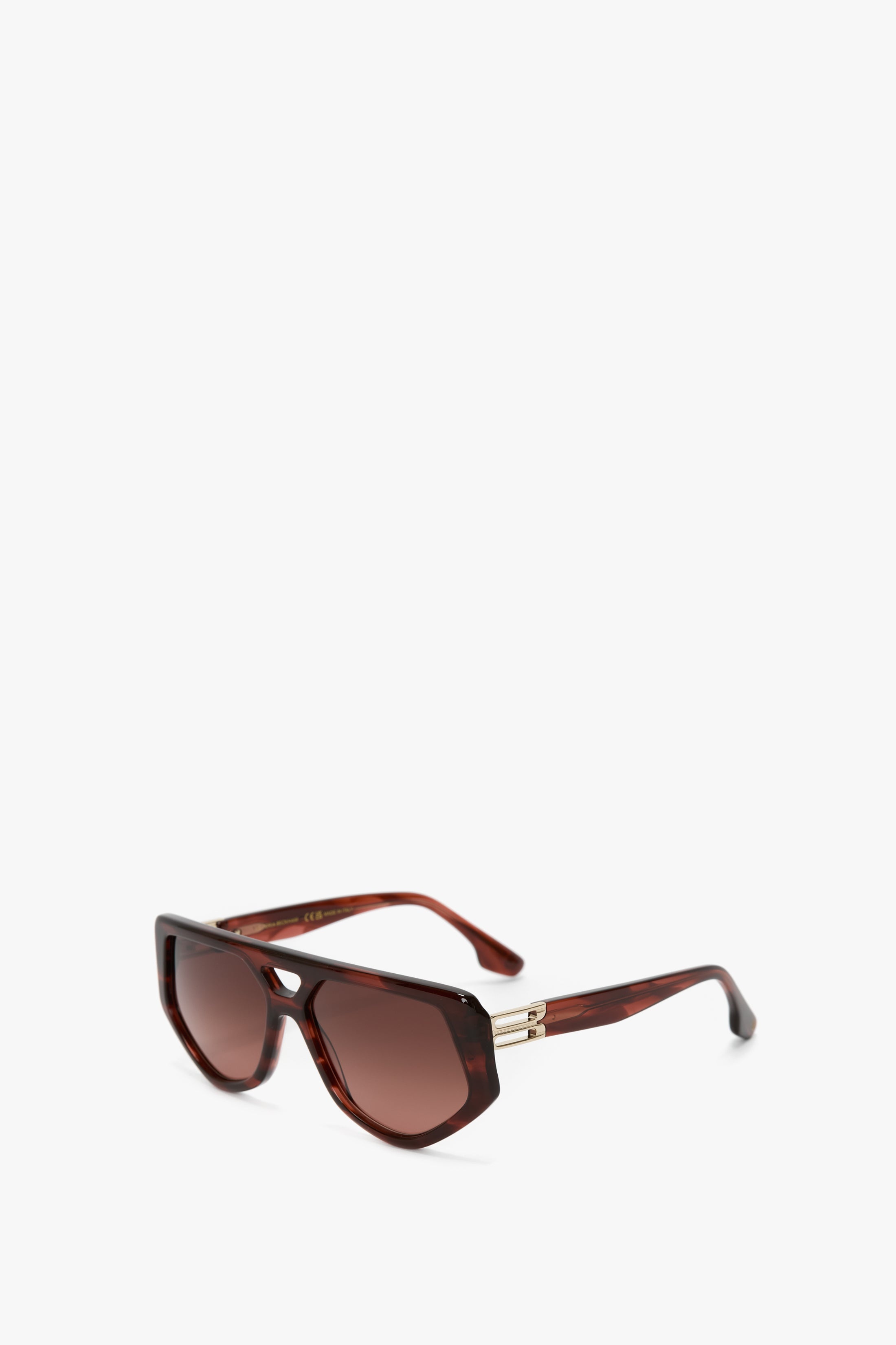 Double Bridge B Frame Logo Sunglasses In Striped Red - 3