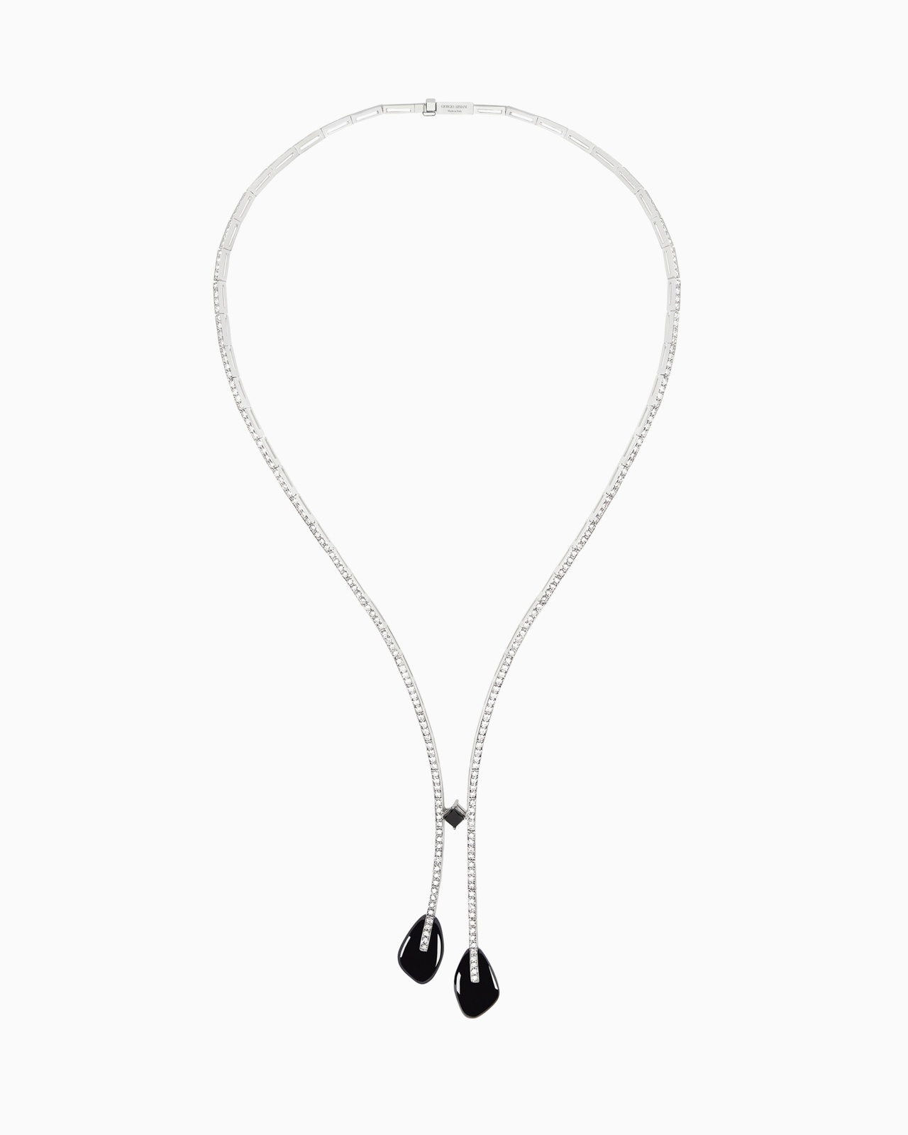 18K WHITE-GOLD, DIAMOND-AND-ONYX SÌ NECKLACE - 1