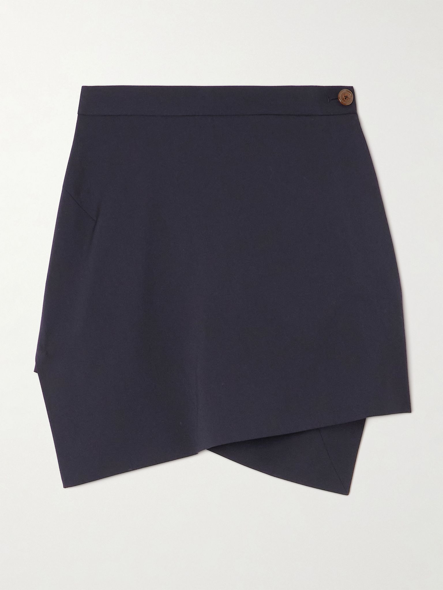 Infinity asymmetric wool-twill mini wrap skirt Navy - 1