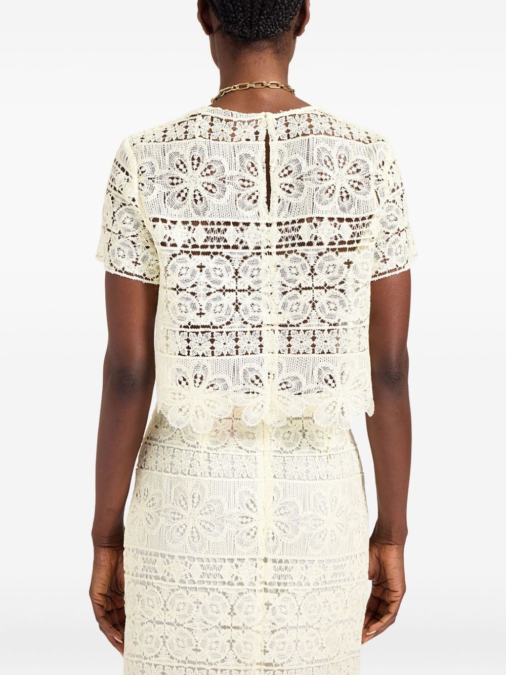 Aria lace-embroidered cropped top - 3