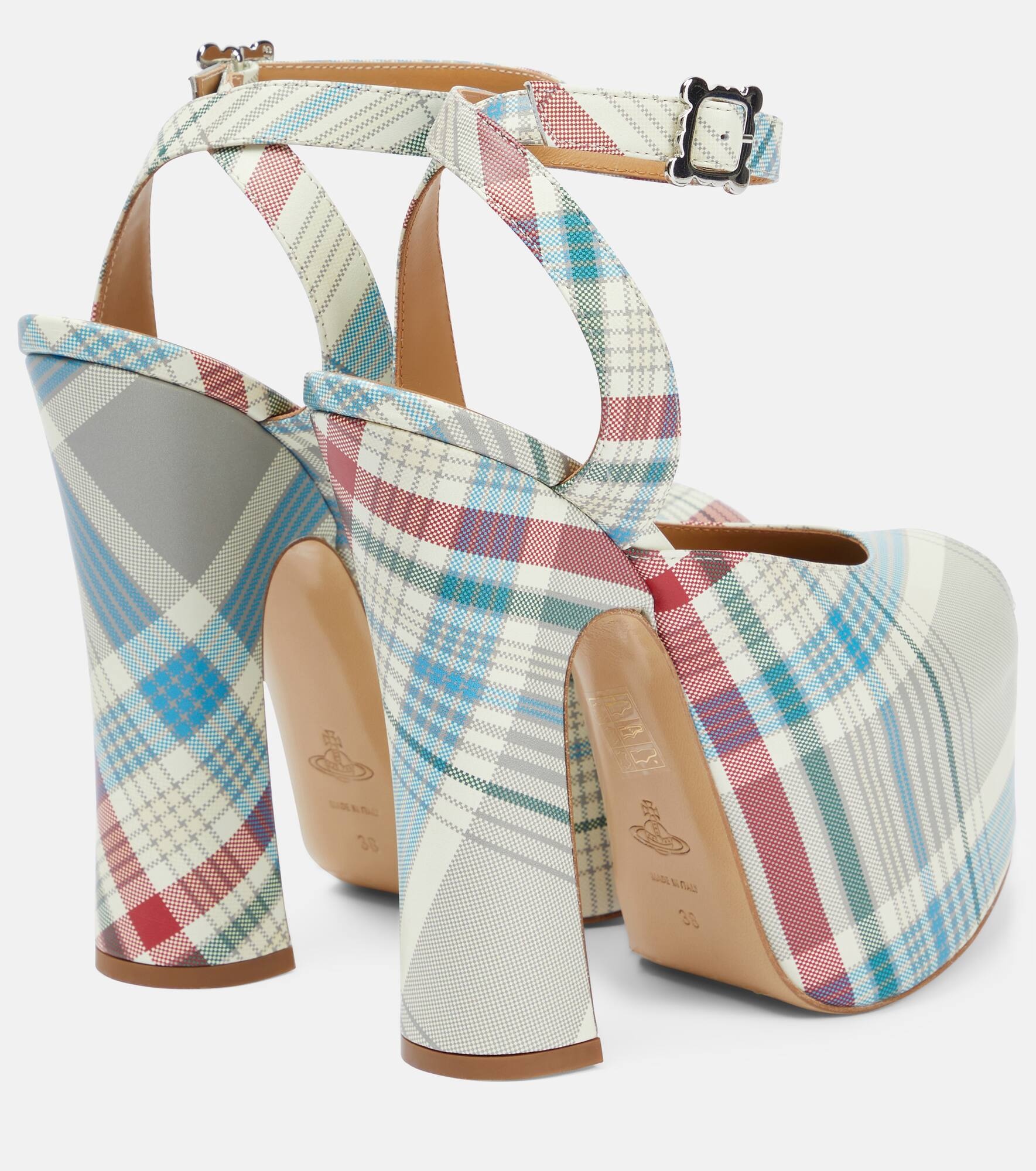Vargas checked leather platform pumps - 3