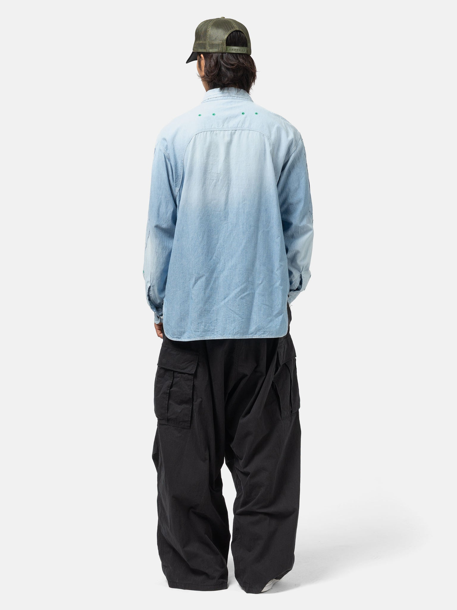 Chambray BONE Patch Ventilator Workshirt Sax - 3