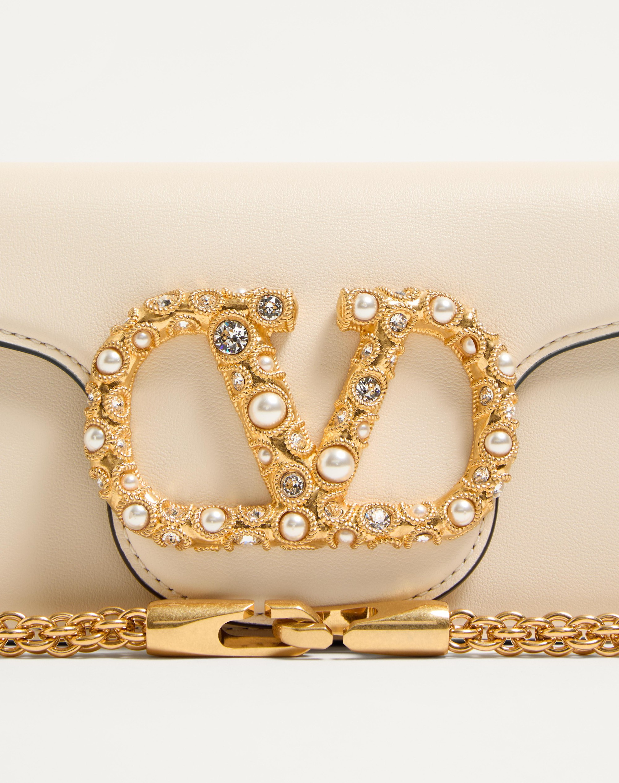 VALENTINO GARAVANI LOCÒ SMALL SHOULDER BAG IN CALFSKIN WITH JEWEL LOGO - 8