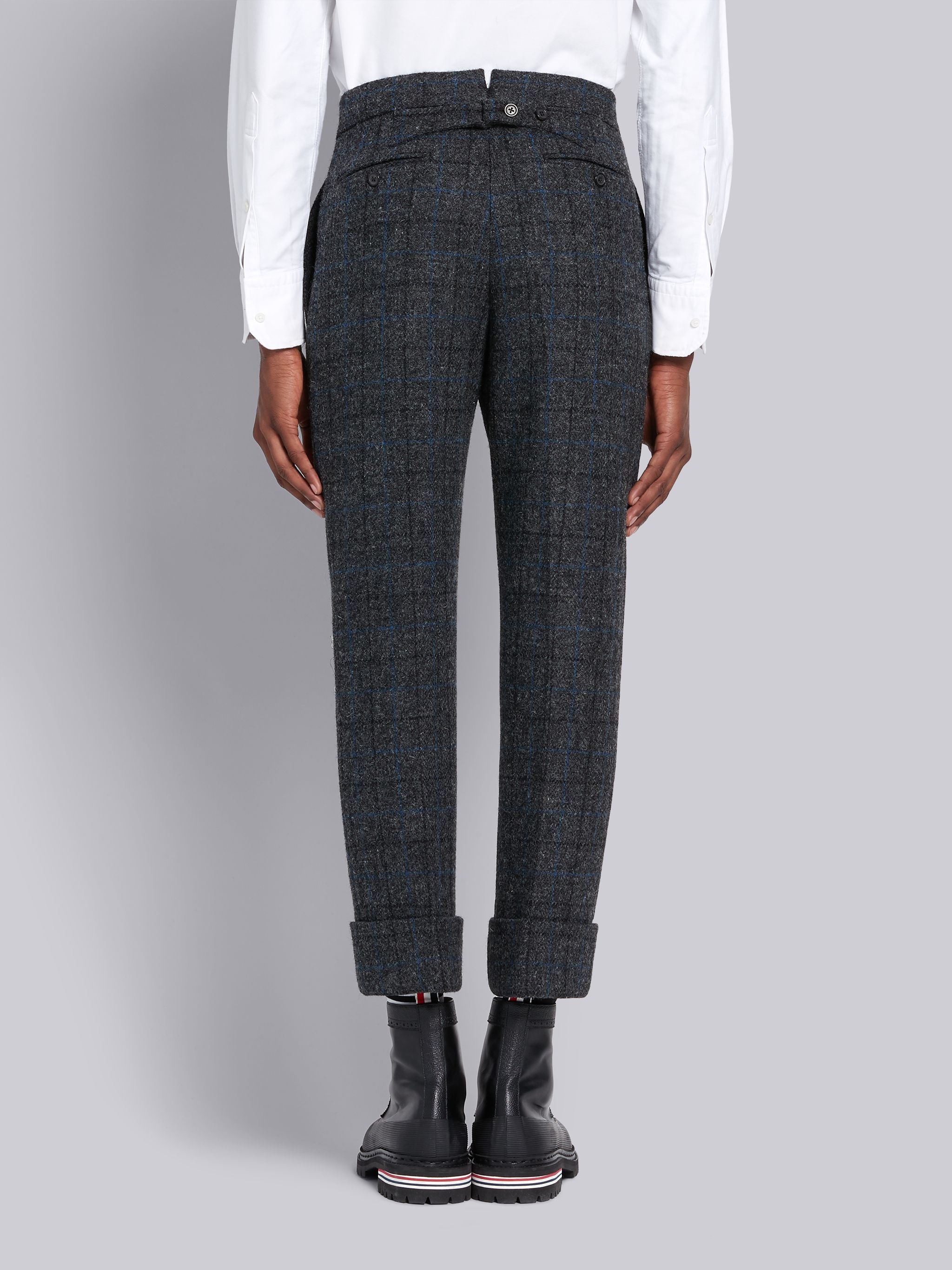 Dark Grey Wool Tattersall Check Classic Suit - 4