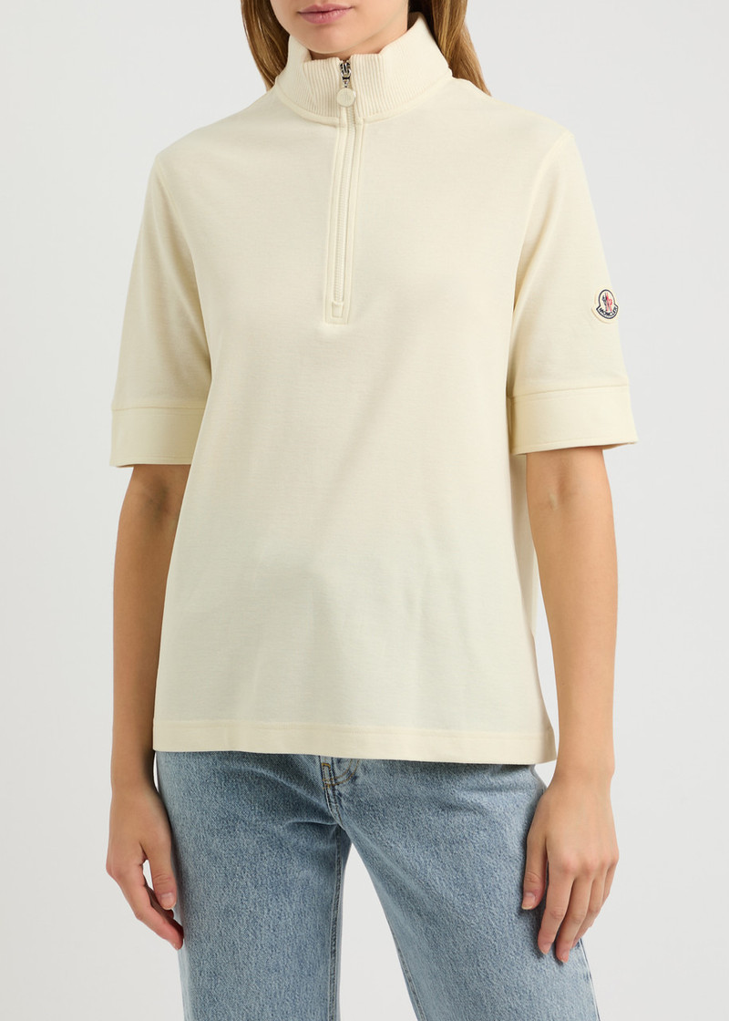 Moncler Half-zip piqué cotton T-shirt outlook