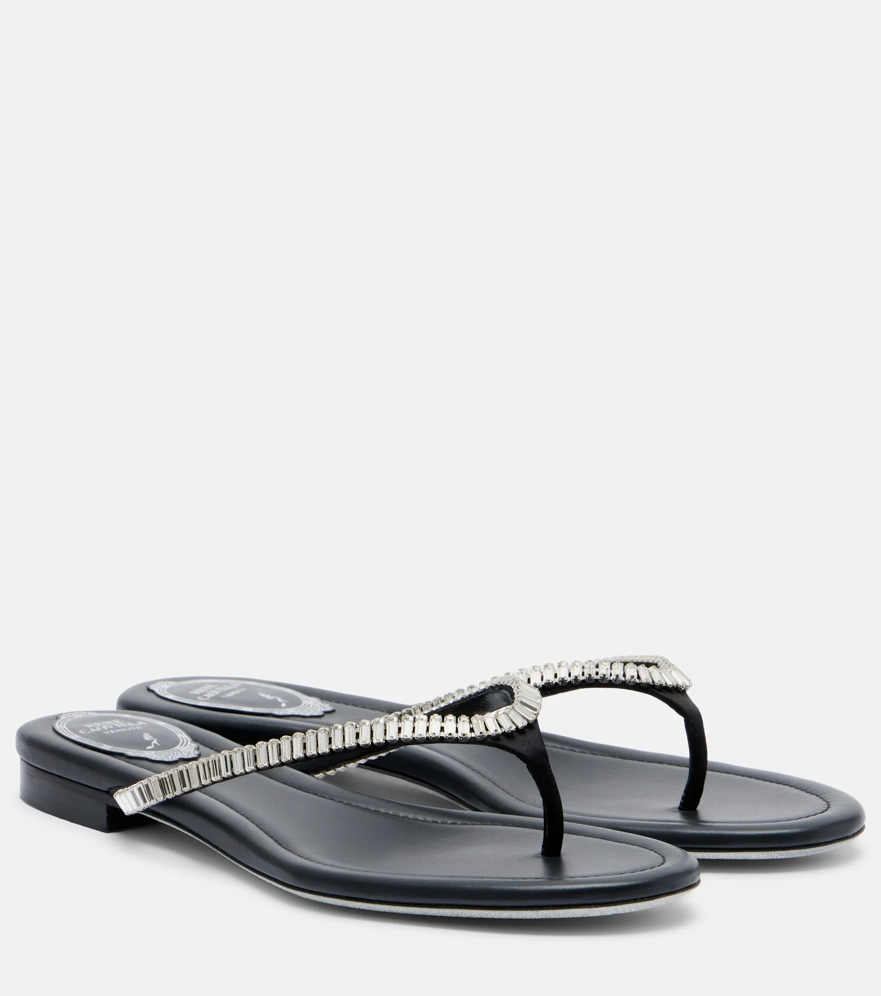 Embellished satin thong sandals - 1