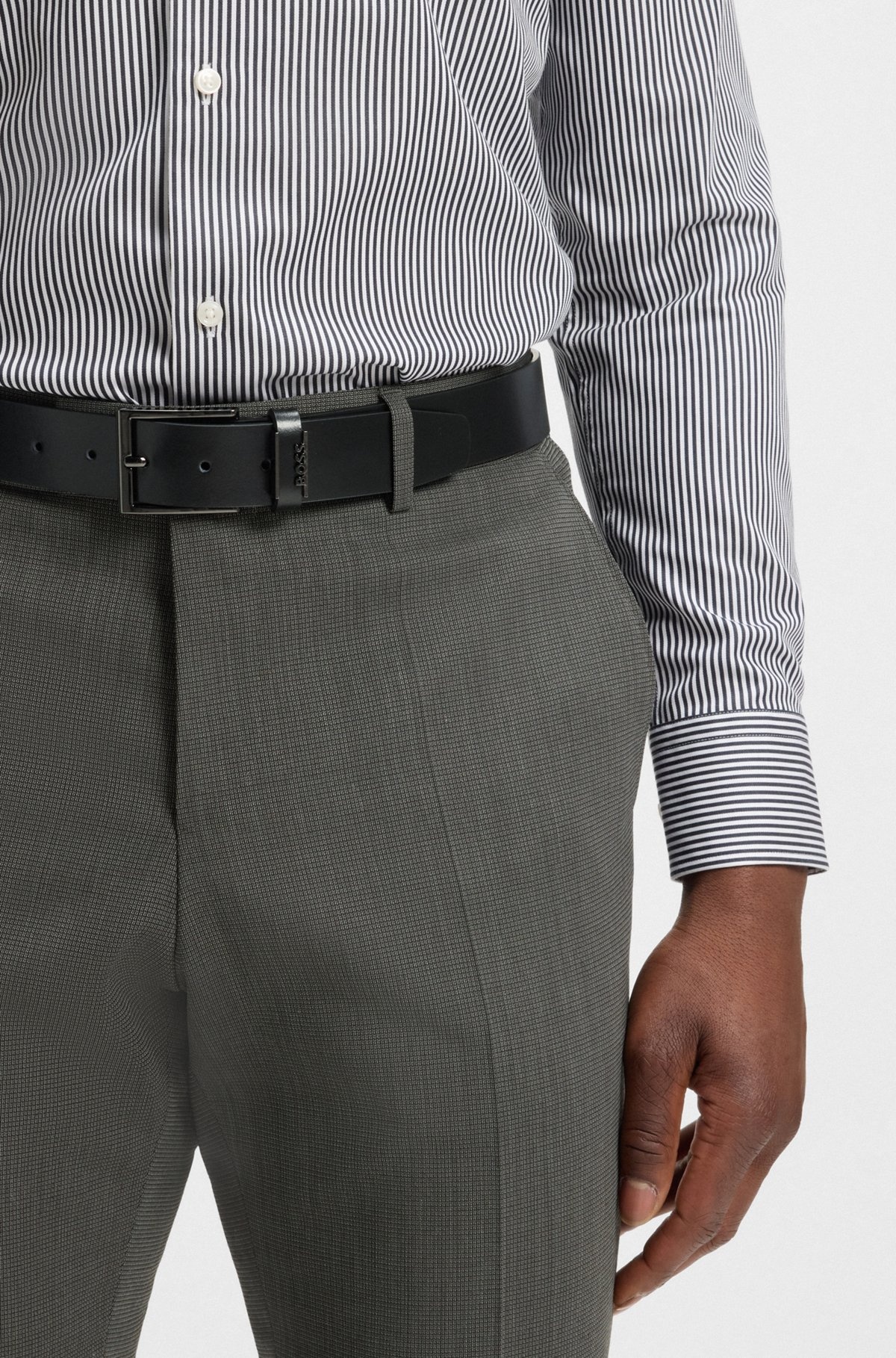 ITALIAN-LEATHER BELT WITH LOGO KEEPER - 2
