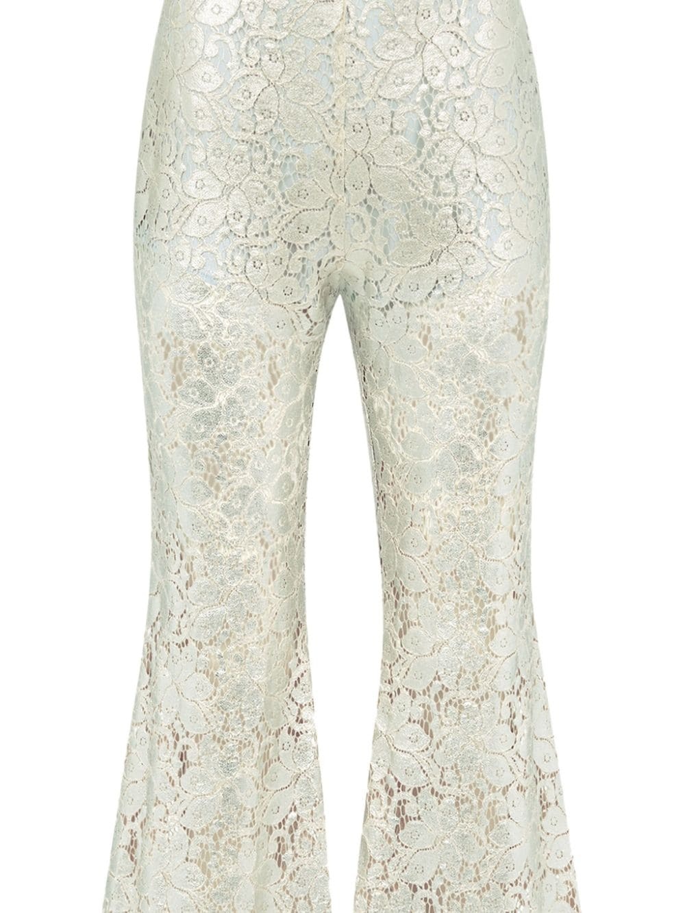 guipure-lace long-length flared trousers - 2