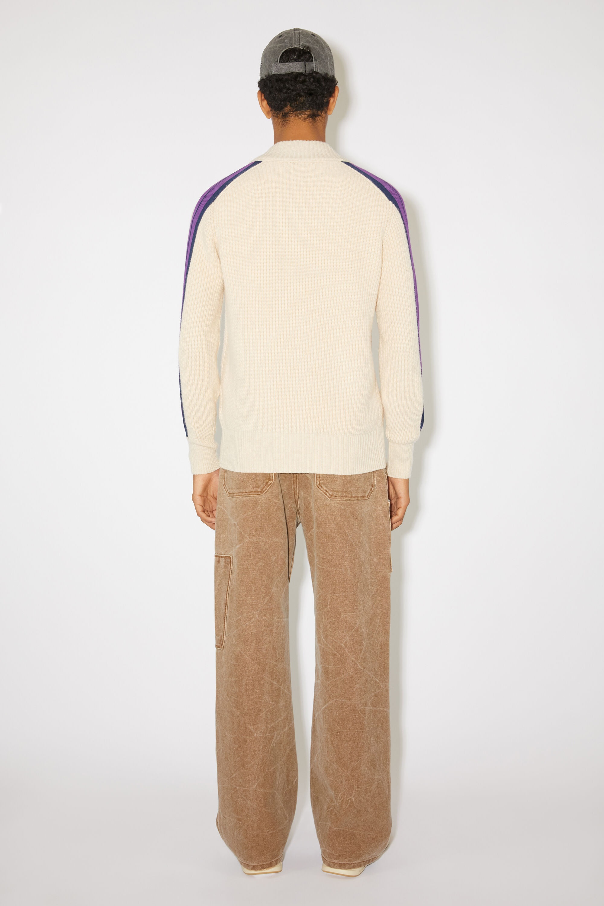 Crew neck cardigan - Oatmeal melange - 3