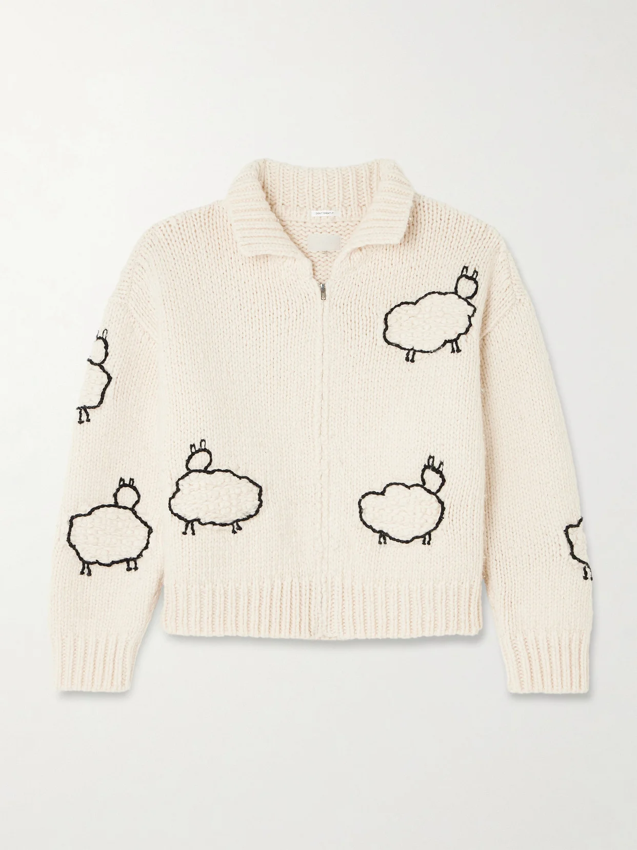The Crop Racquette Embroidered Wool And Cotton-blend Cardigan - 1