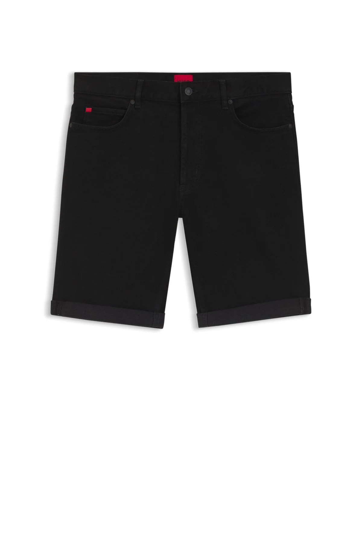 TAPERED-FIT SHORTS IN BLACK STRETCH DENIM - 1