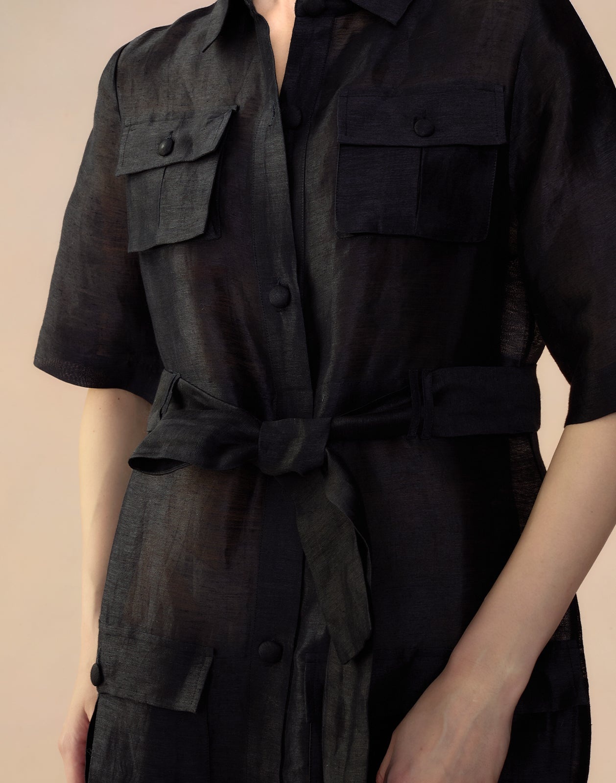 Lisbon Silk Linen Shirt Dress - 7