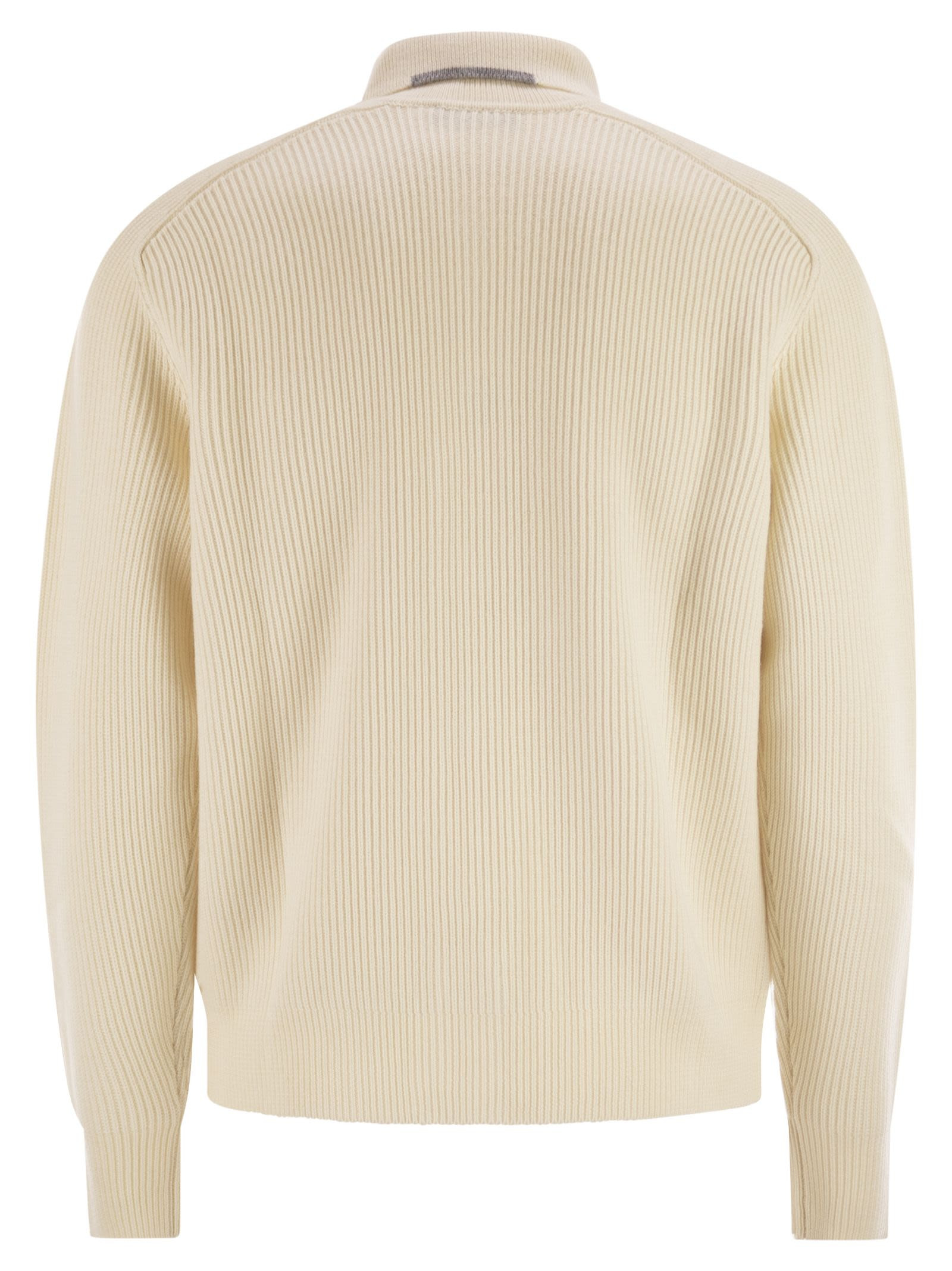 Peserico - Peserico Men English Ribbed Wool Cardigan - 2