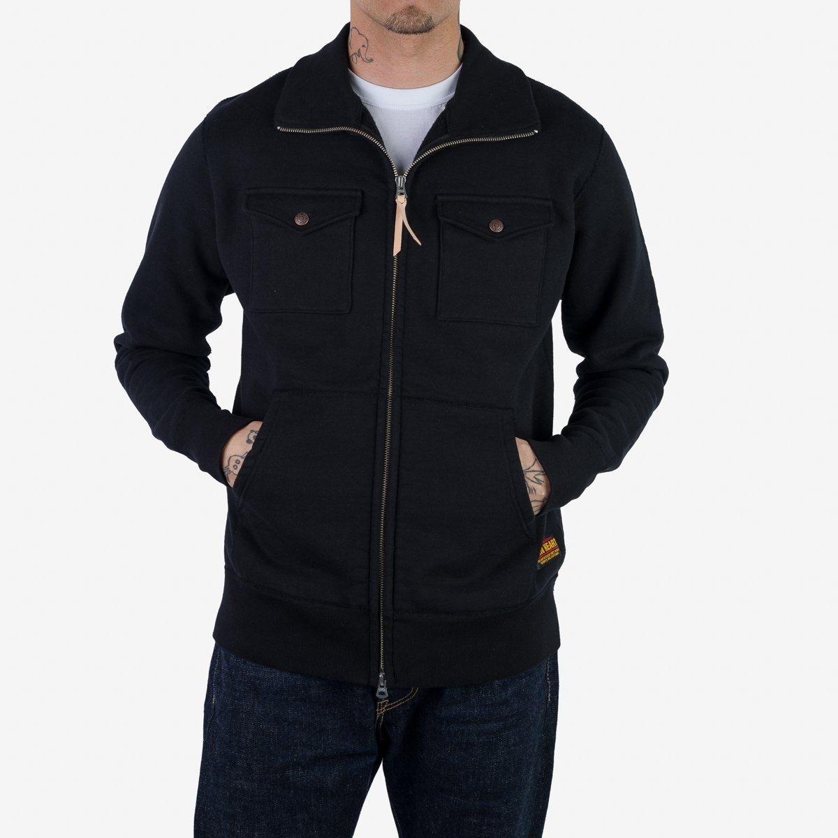 IHSW-74-BLK 14oz Ultra Heavyweight Loopwheel Sweater Jacket - Black - 3