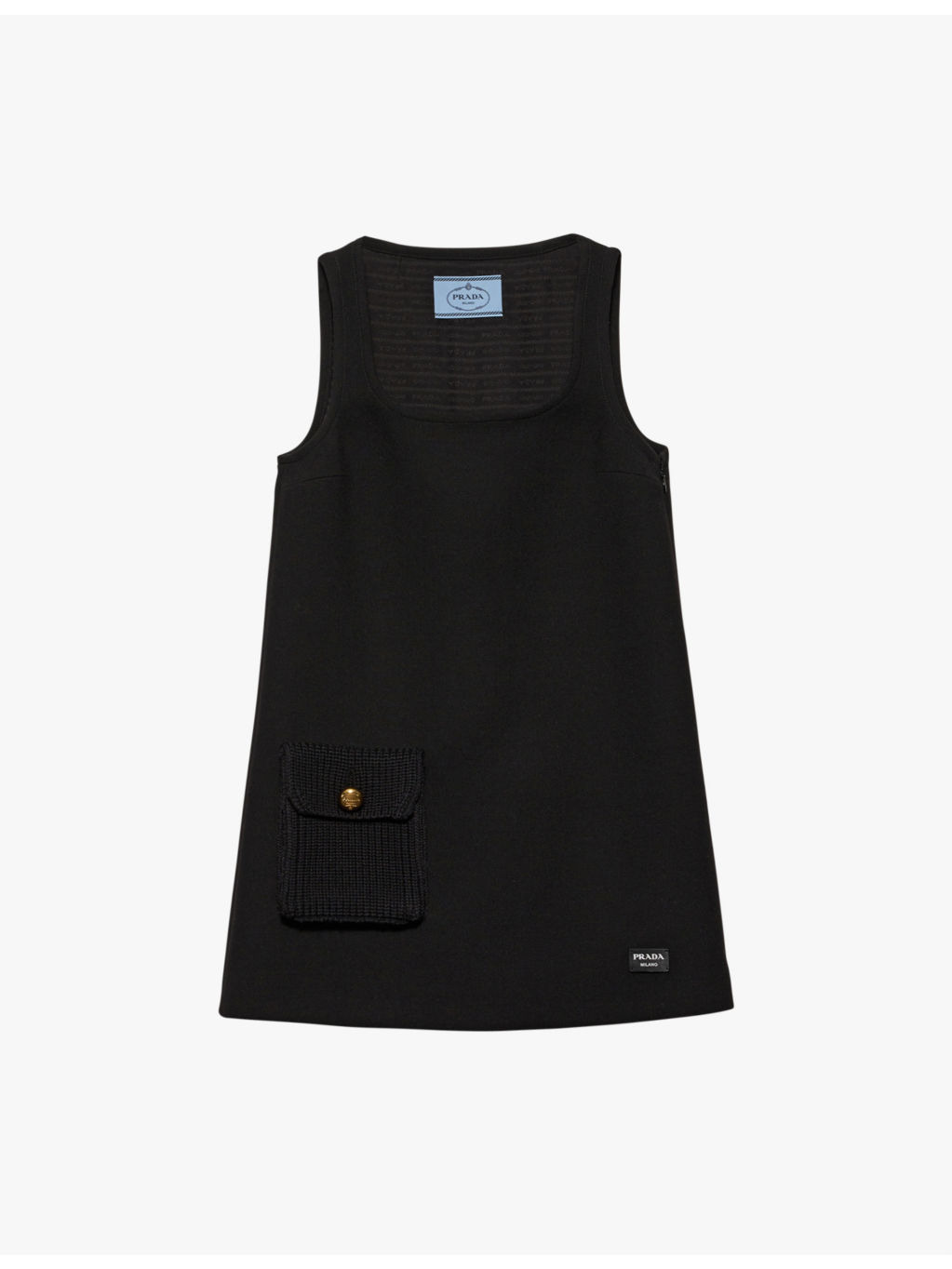 Flap-pocket square-neck wool mini dress - 1