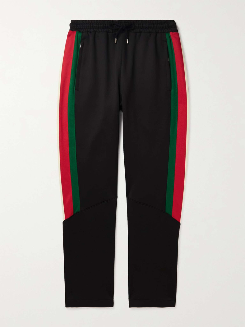 Straight-Leg Striped Webbing-Trimmed Jersey Sweatpants - 1