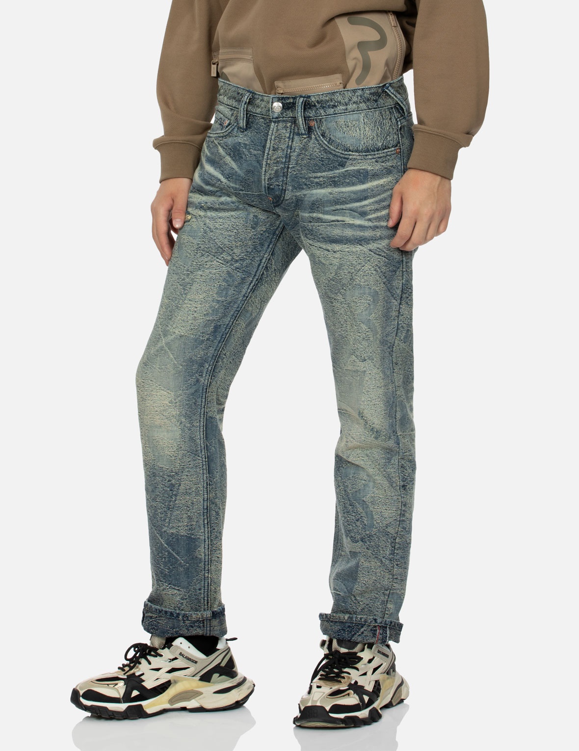 WASHED SEAGULL EMBROIDERY REGULAR STRAIGHT FIT JEANS #2008 - 4
